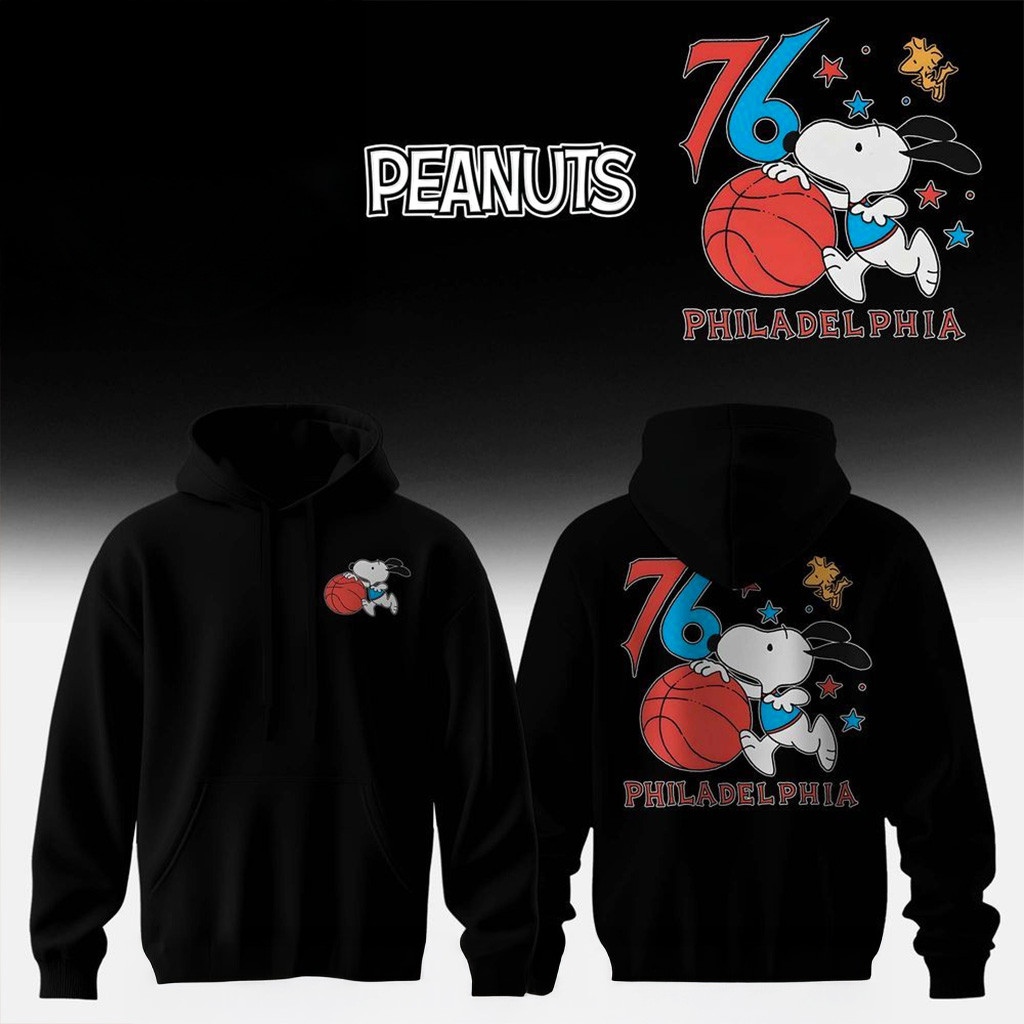 Philadelphia 76ers x Peanuts Snoopy Slam 76 Hoodie 76ers Merch Christmas Present Ideas For Him-1