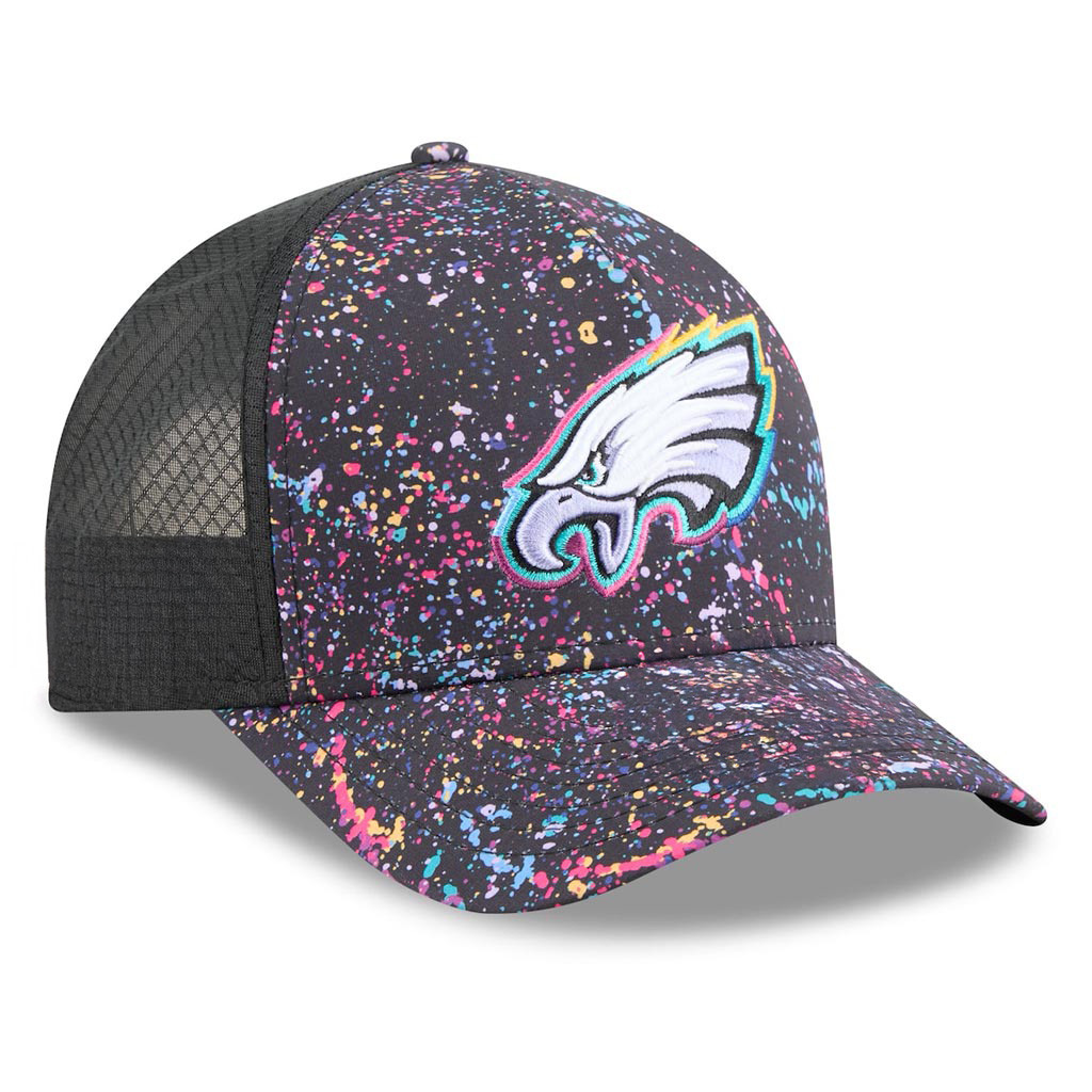 Philadelphia Eagles Crucial Catch NFL Trucker Hat 2025 Rainbow Eagles Merch Gift For Fans-1