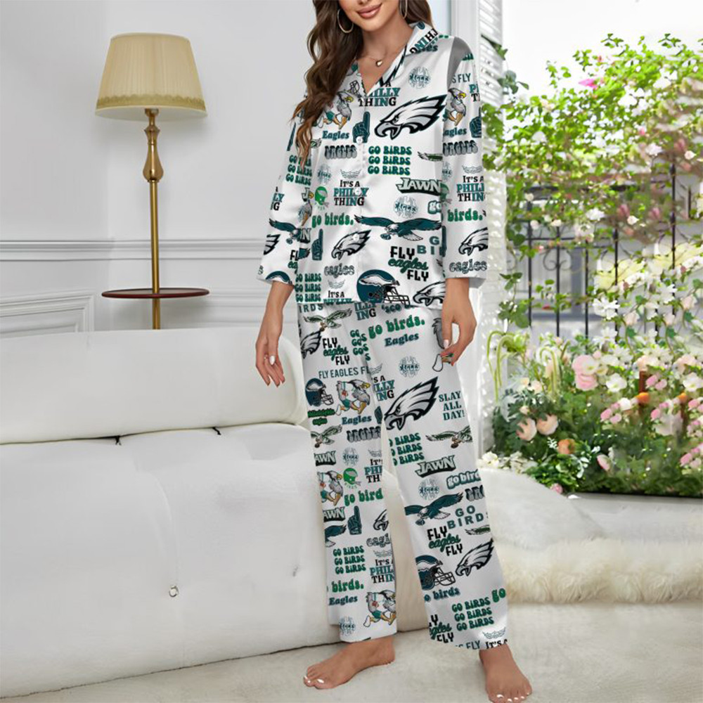 Philadelphia Eagles Go Birds Fly Eagles Fly Pajamas Set Gifts For Football Fan-1
