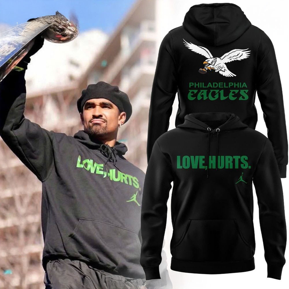Philadelphia Eagles Love Hurts Special Black Hoodie Father's Day Gifts For Husband-1