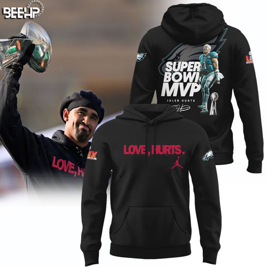 Philadelphia Eagles Love Hurts Super Bowl LIX Champions Hoodie Football Fan Gift Ideas-1