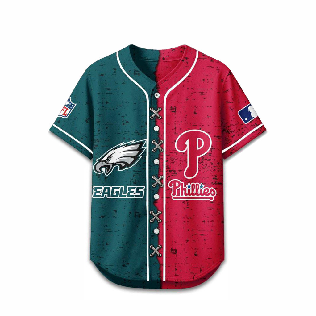 Philadelphia Eagles Mix Philadelphia Phillie Sporty New Design Baseball Jersey Fan Merch-1