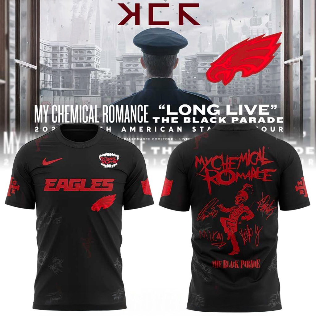Philadelphia Eagles My Chemical Romance Tour 2025 Combo Signature Shirt Eagles Merch-1