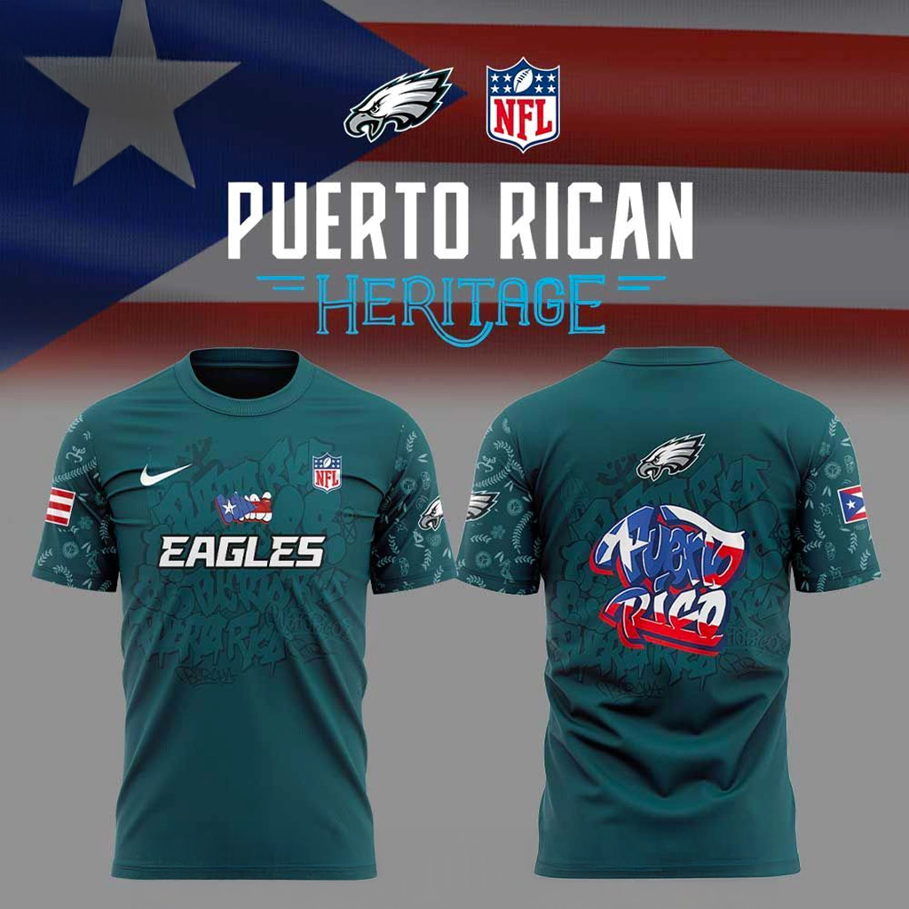 Philadelphia Eagles Puerto Rican Heritage T-Shirt Philadelphia Eagles Merch Gift For Him-1