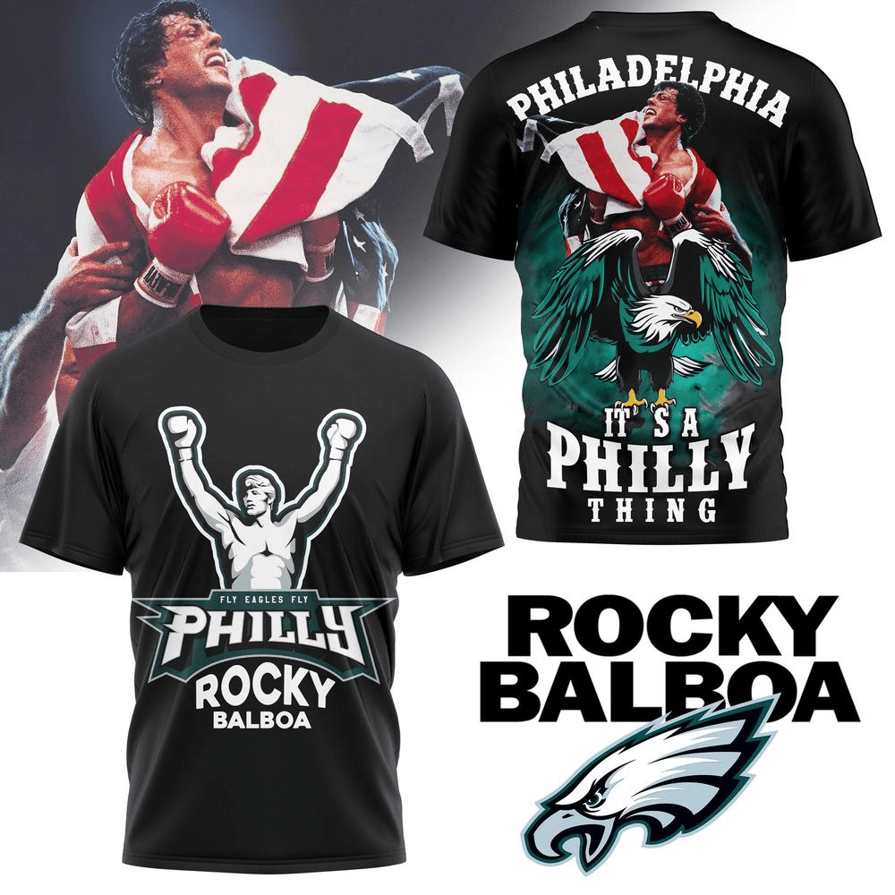 Philadelphia Eagles Rocky Balboa Fly Eagles Fly T-Shirt Philadelphia Eagles Merch Dad Gifts-1 Philadelphia Eagles Rocky Balboa Fly Eagles Fly T-Shirt Philadelphia Eagles Merch Dad Gifts-1