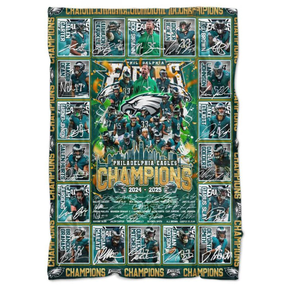 Philadelphia Eagles Super Bowl Champions 2025 Blanket Best Gift For Football Lovers-1 Philadelphia Eagles Super Bowl Champions 2025 Blanket Best Gift For Football Lovers-1