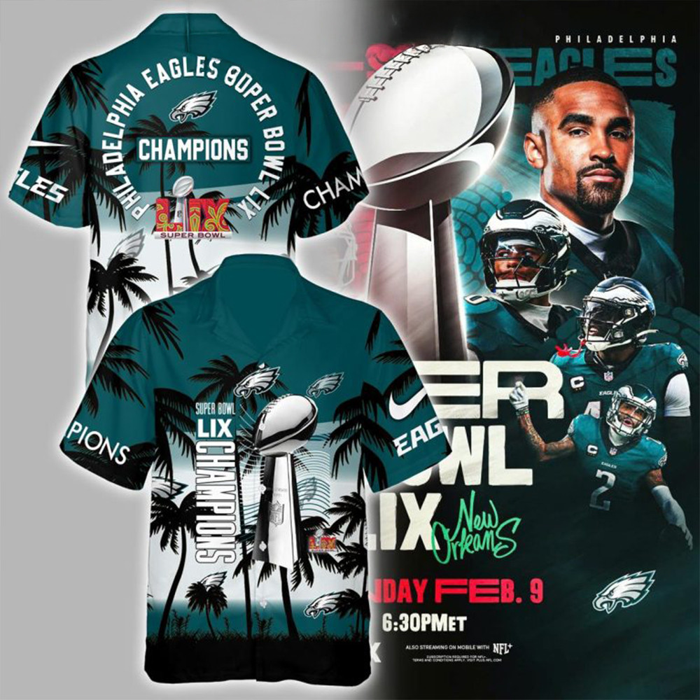 Philadelphia Eagles Super Bowl Champions 2025 Midnight Green Hawaiian Shirt Fan Gifts-1