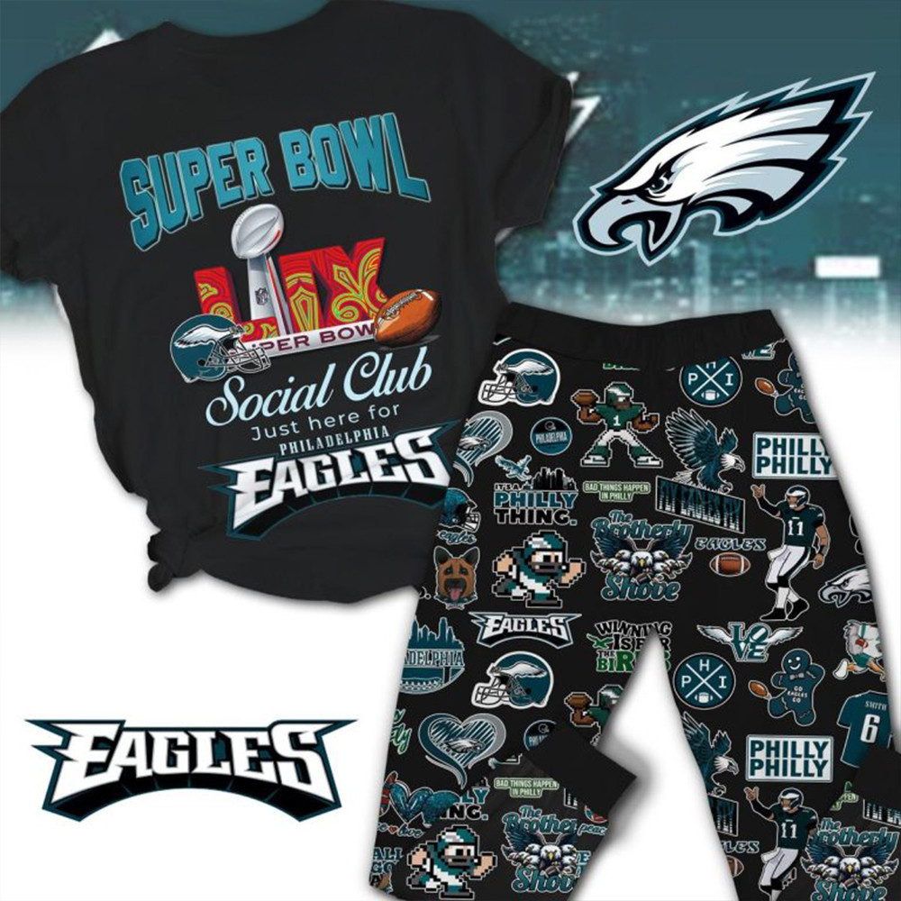 Philadelphia Eagles Super Bowl LIX Champions Pajamas Set Gift Ideas For Football Lovers-1