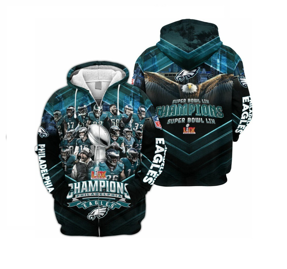 Philadelphia Eagles Super Bowl Wins Zip Hoodie For Football Fan NFL Shop-1