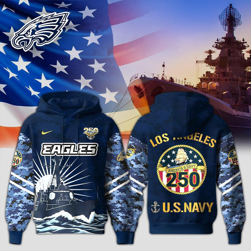 Philadelphia Eagles X Us Navy 250 Years Hoodie Philadelphia Eagles Merch Fans Gifts-1