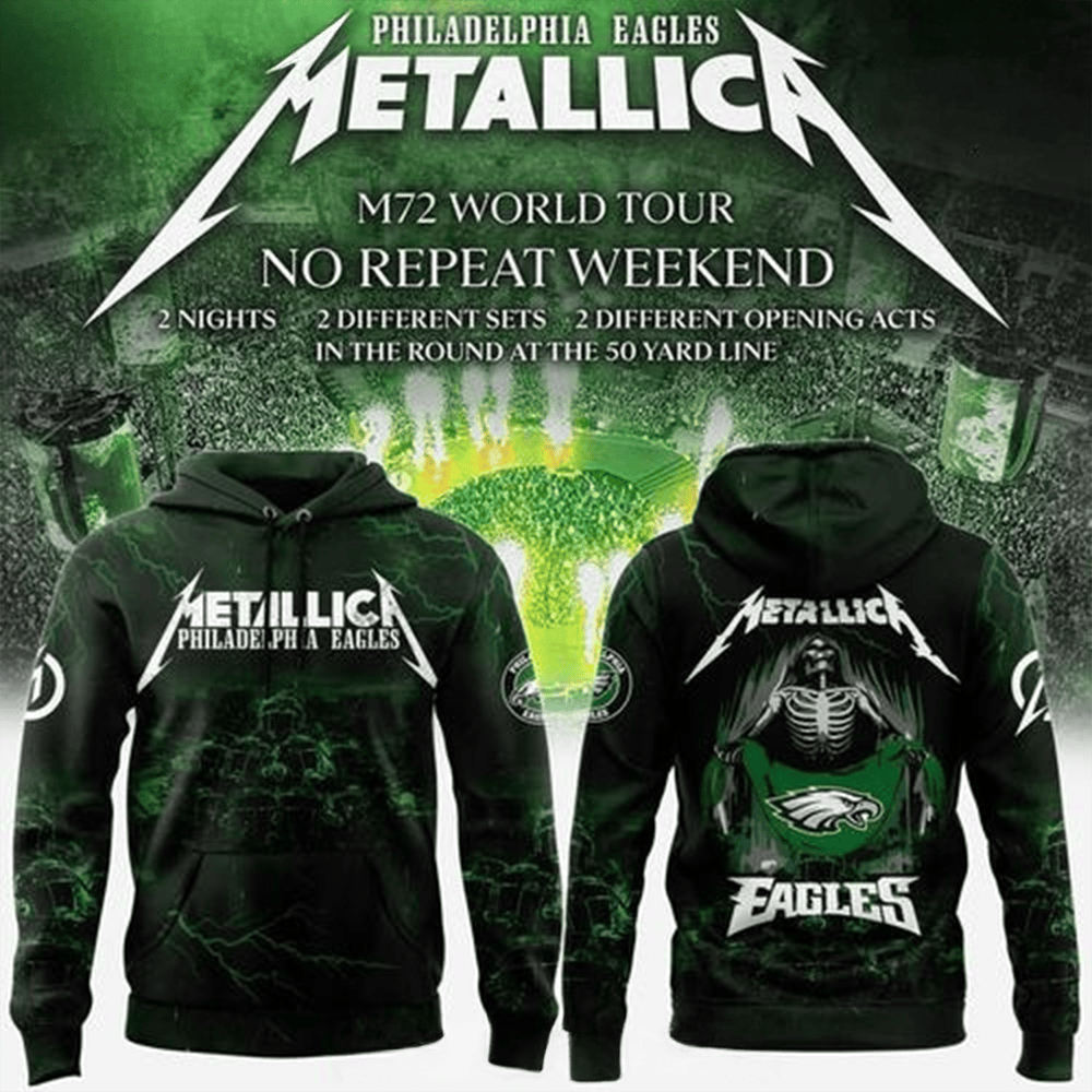Philadelphia Eagles x Metallica M72 World Tour 2025 Hoodie Metallica Philadelphia Eagles Merch-1