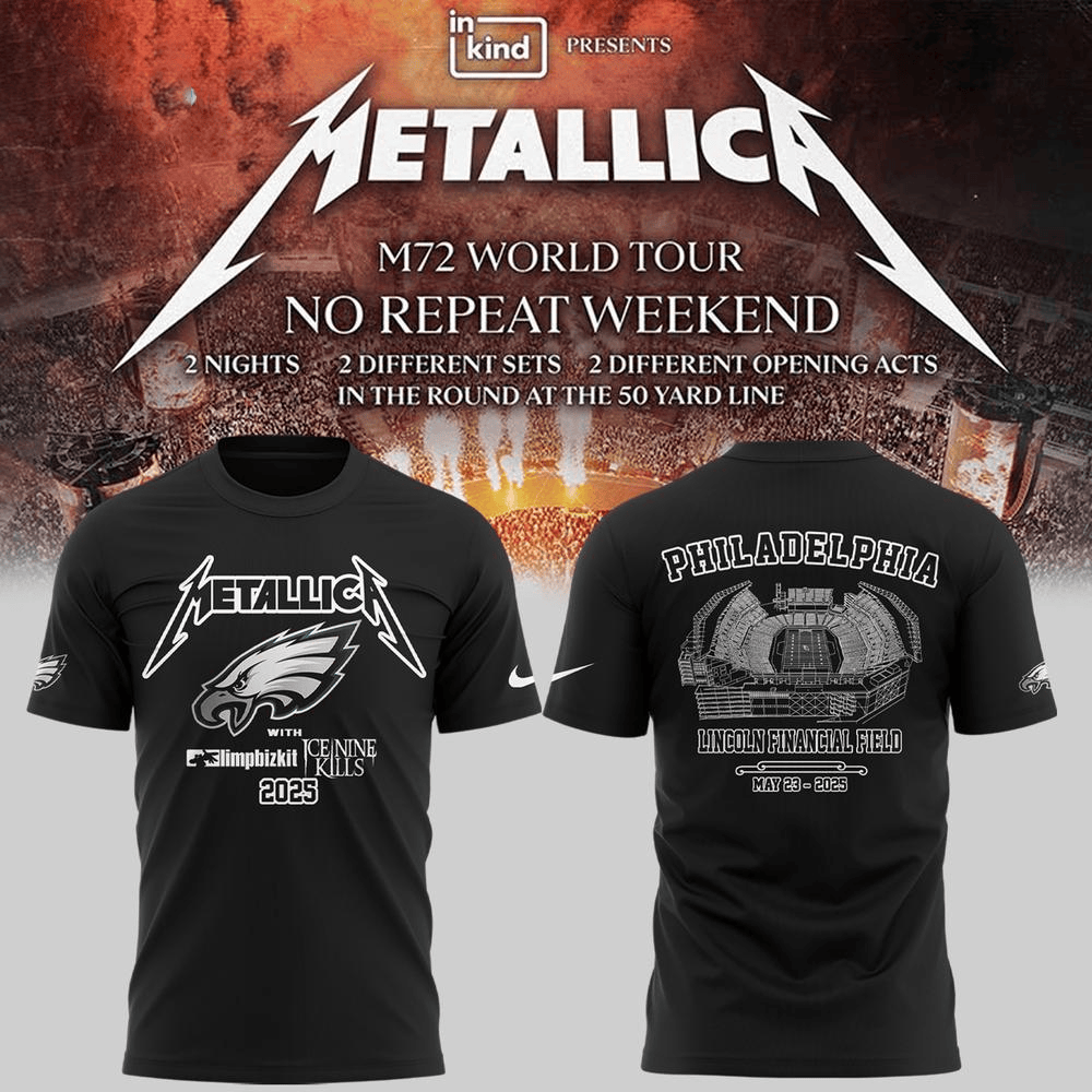 Philadelphia Eagles x Metallica M72 World Tour T-Shirt Metallica Philadelphia Eagles Merch-1