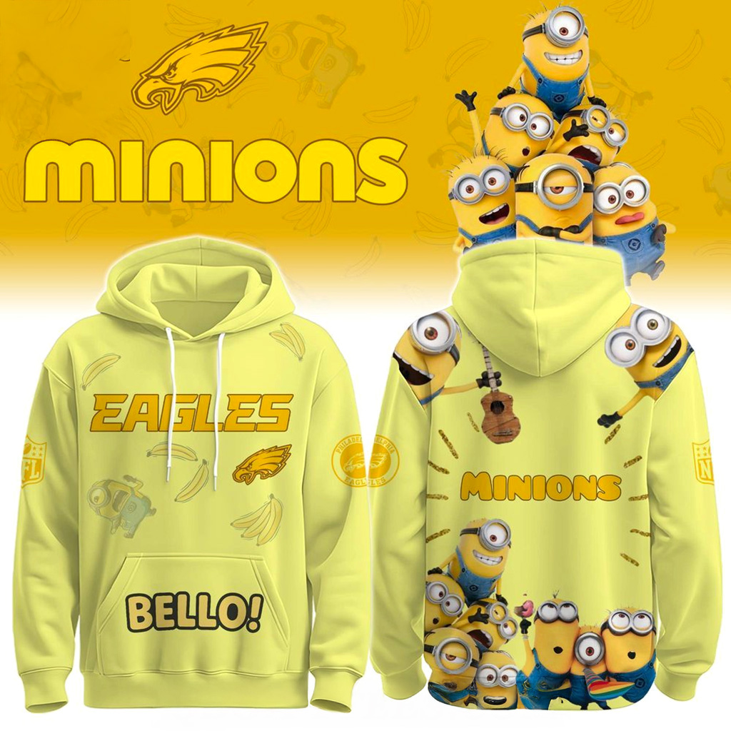 Philadelphia Eagles x Minions 2025 Hoodie Eagles Merch Presents For Football Fans-1