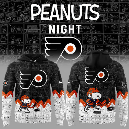 Philadelphia Flyers Anniversary Of Peanuts Hoodie Best Gifts For Hockey Fans-1