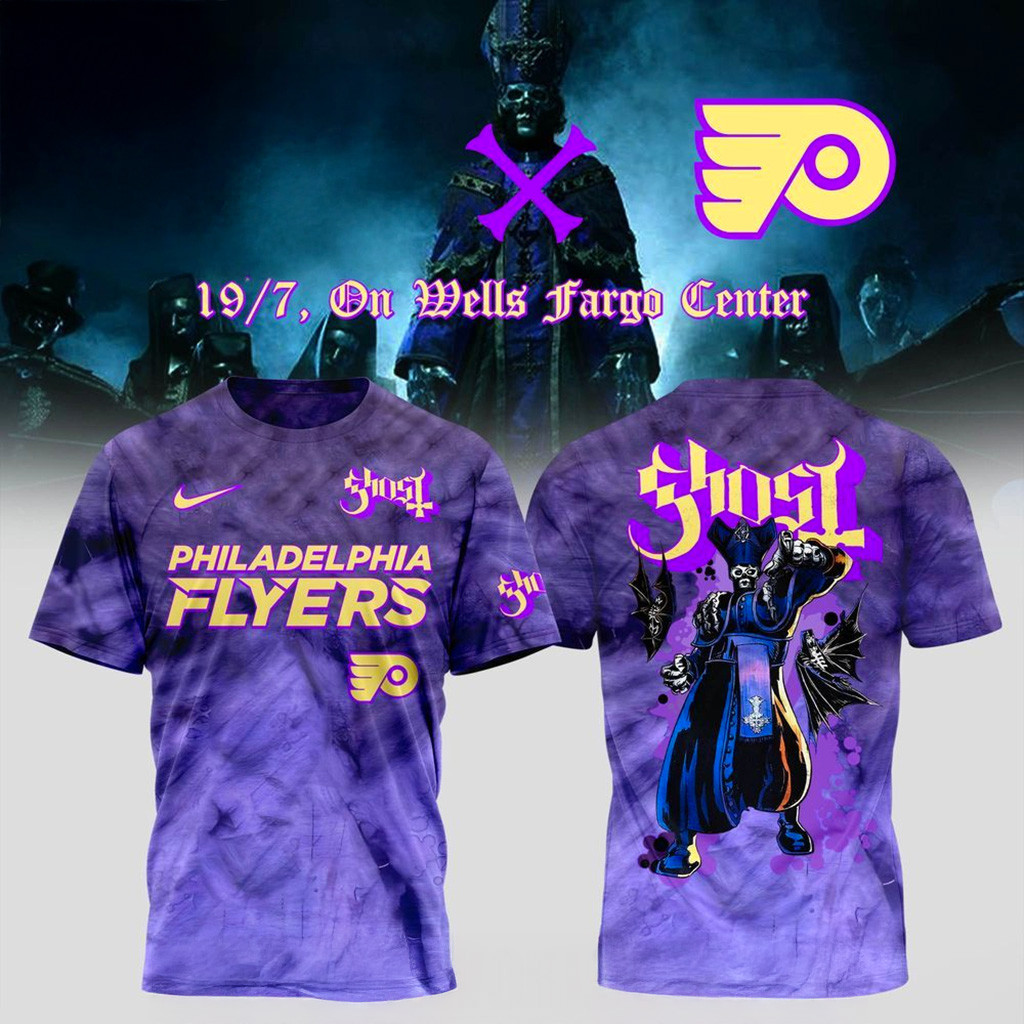 Philadelphia Flyers X Ghost Band World Tour 2025 T-Shirt Philadelphia Flyers Merch Fans Gifts-1