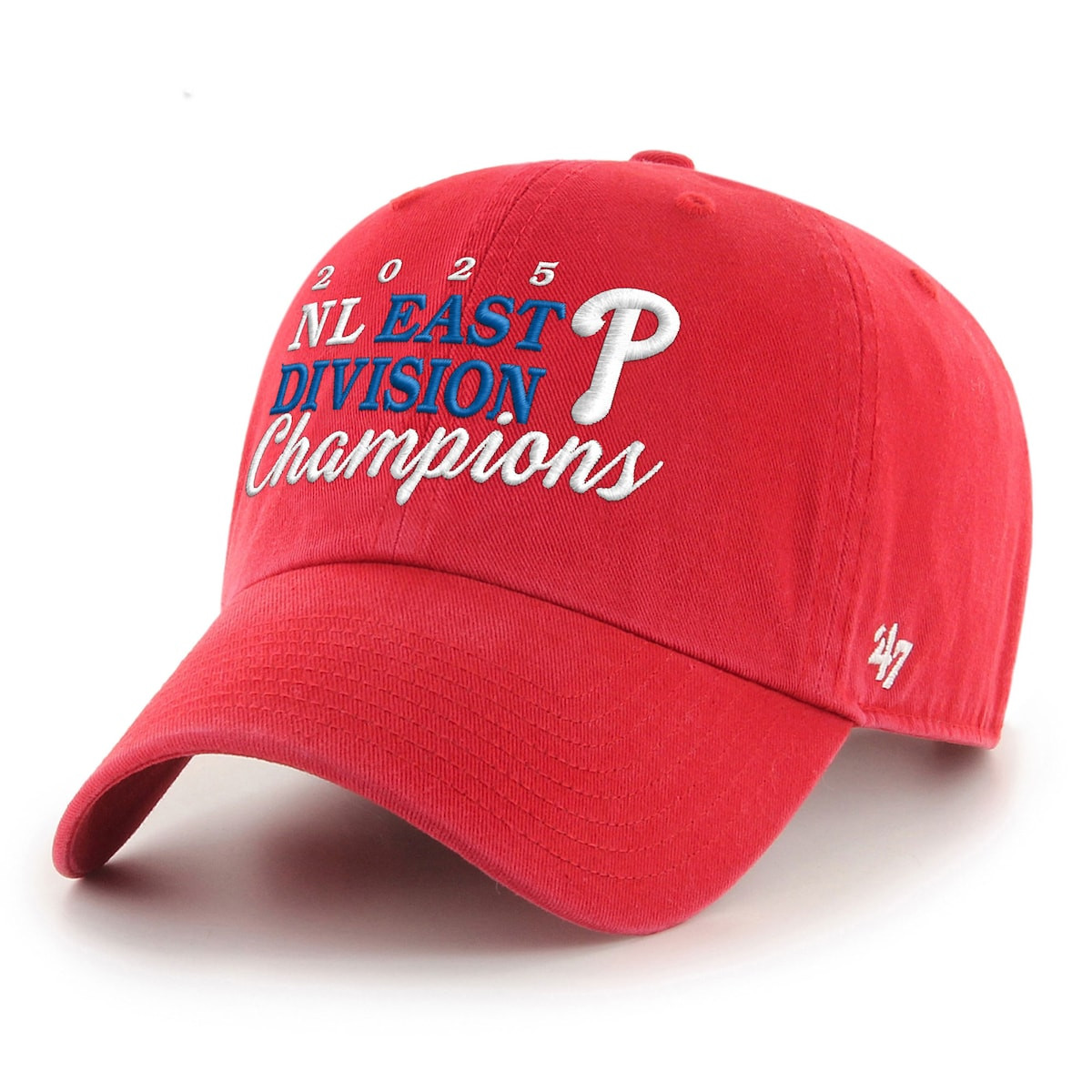 Philadelphia Phillies 47 Red 2025 NL East Division Champions Embroidered Hat Fan Merch-1