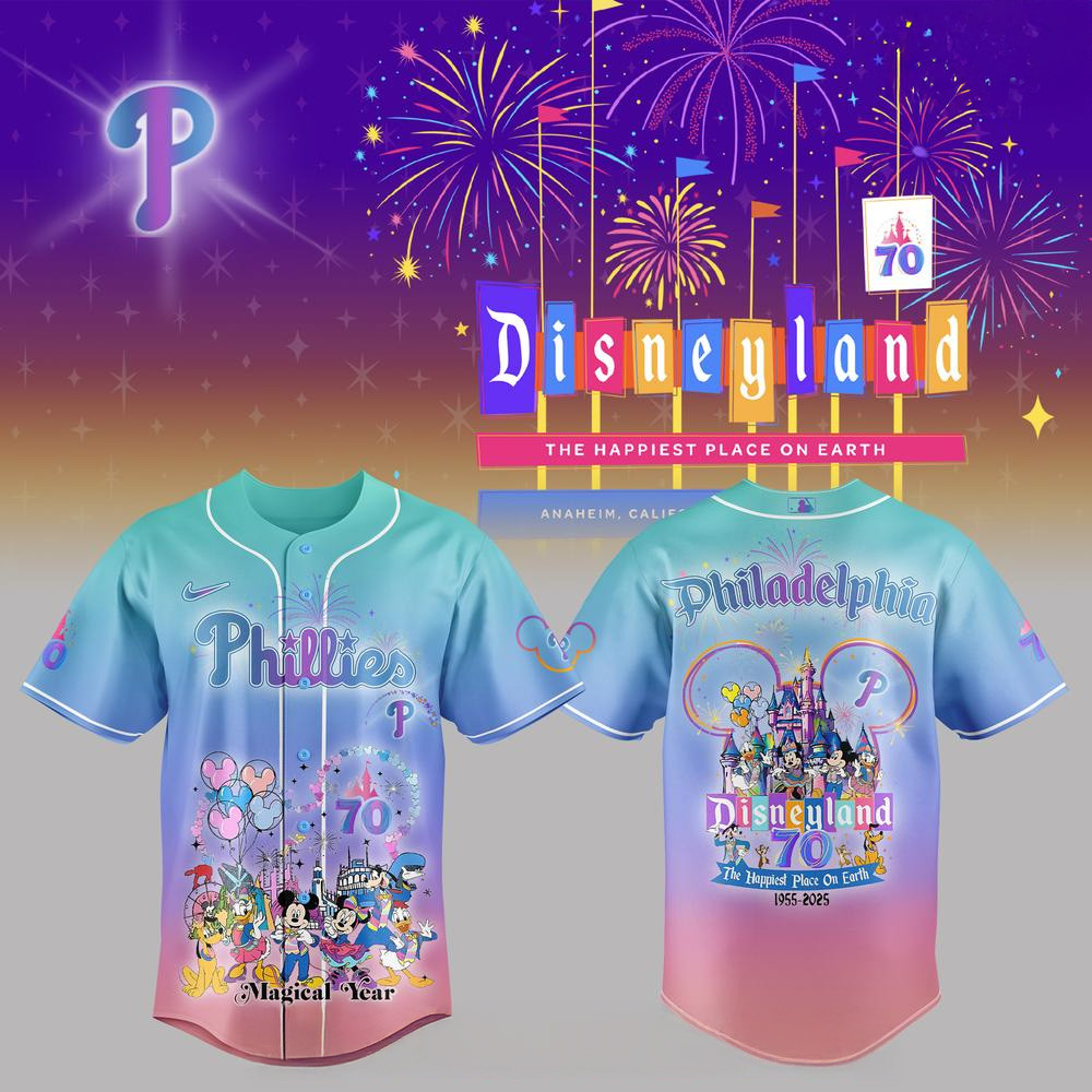 Philadelphia Phillies Celebrating Disneyland's 70th Exclusive Special Jersey Phillies Merch-1