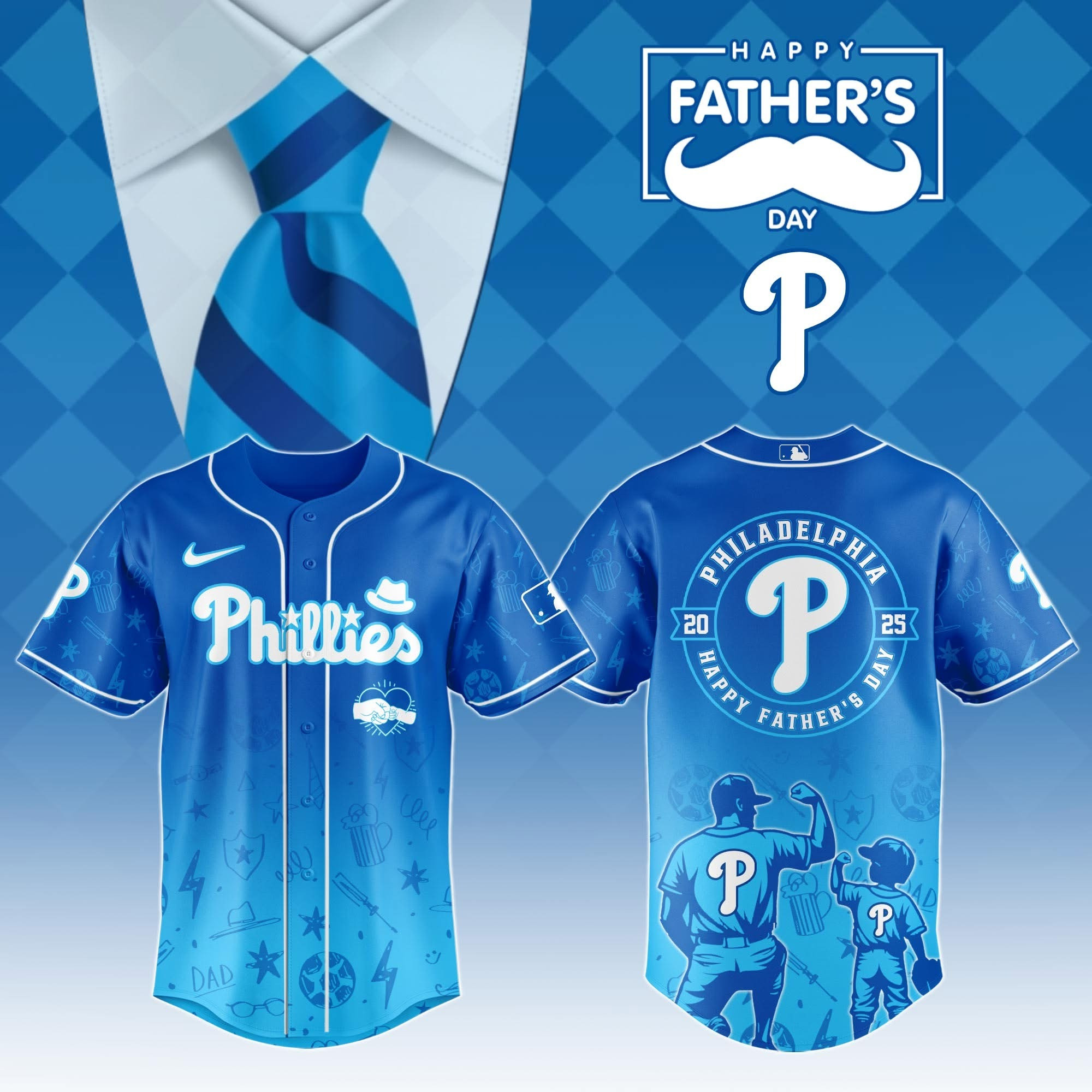 Philadelphia Phillies Happy Father's Day 2025 Limited Jersey Philadelphia Phillies Merch-1