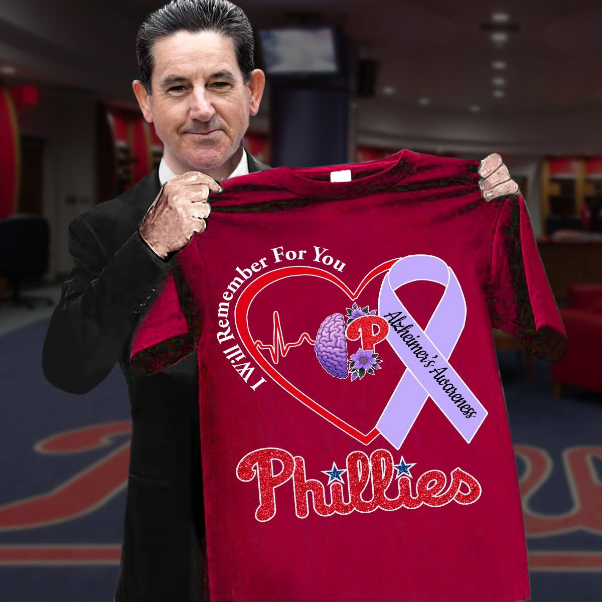 Philadelphia Phillies I Will Remember For You Alzheimer's Awareness T-Shirt Gifts For Fans-1