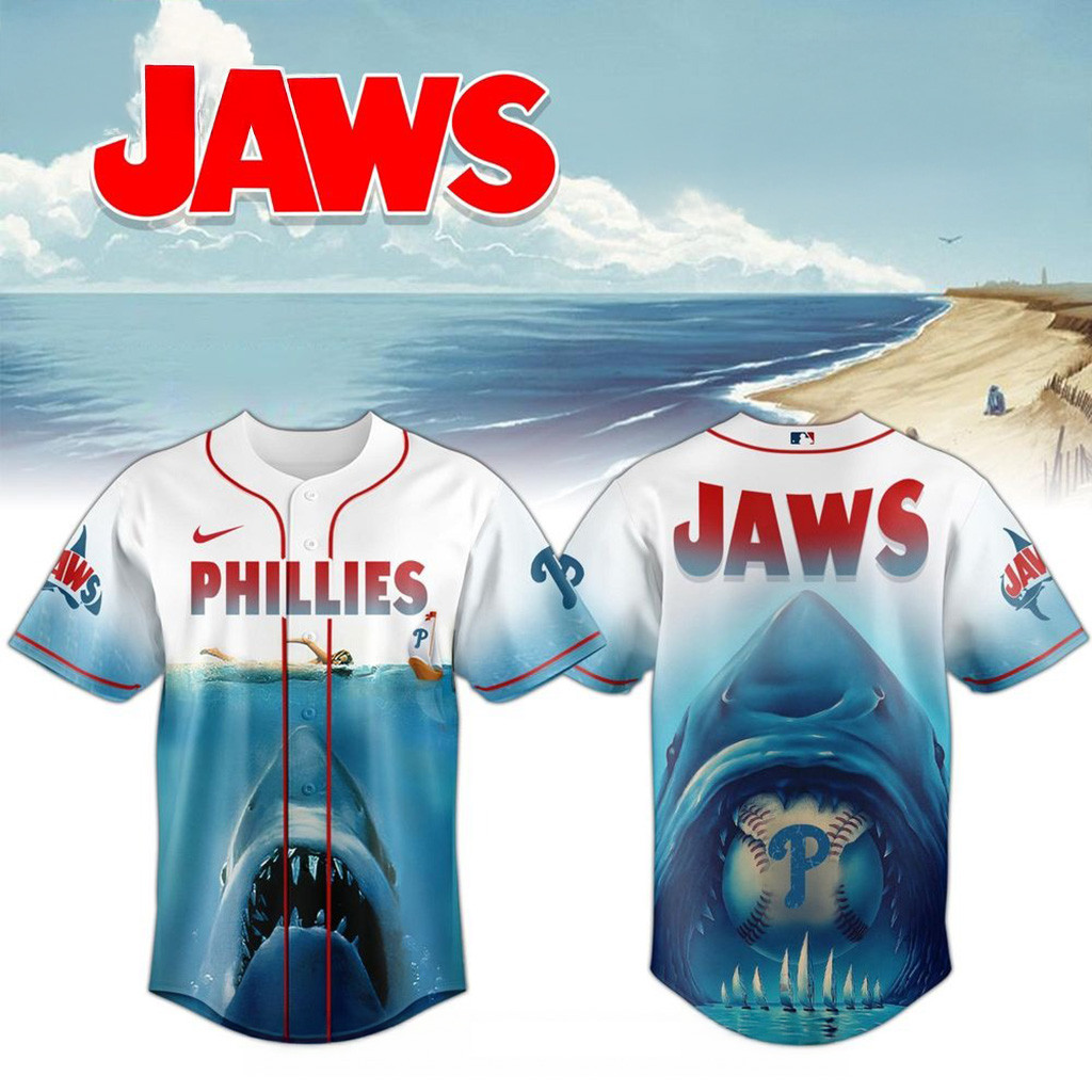 Philadelphia Phillies MLB x JAWS 50th Anniversary Jersey 2025 Philadelphia Phillies Merch-1