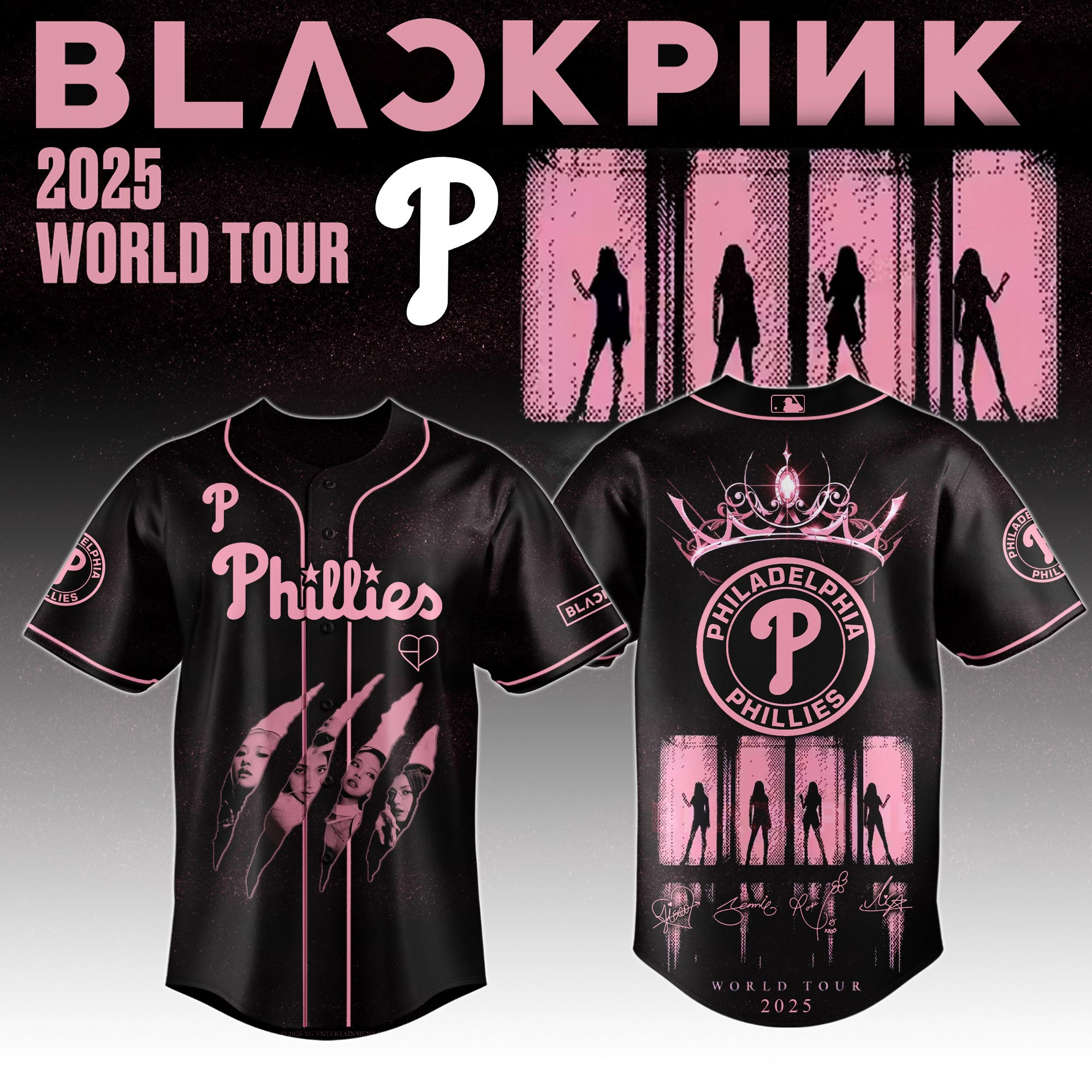 Philadelphia Phillies Mlb X Black Pink World Tour Baseball Jersey For Fans Phillies Merch-1