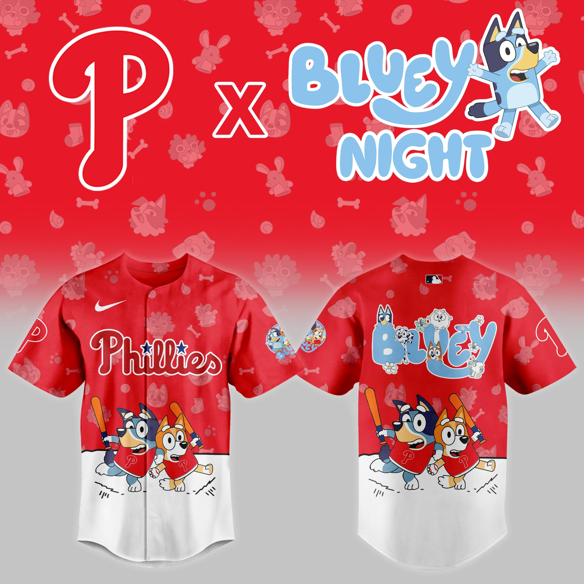 Philadelphia Phillies Mlb X Bluey Night Baseball Jersey For Fan-1