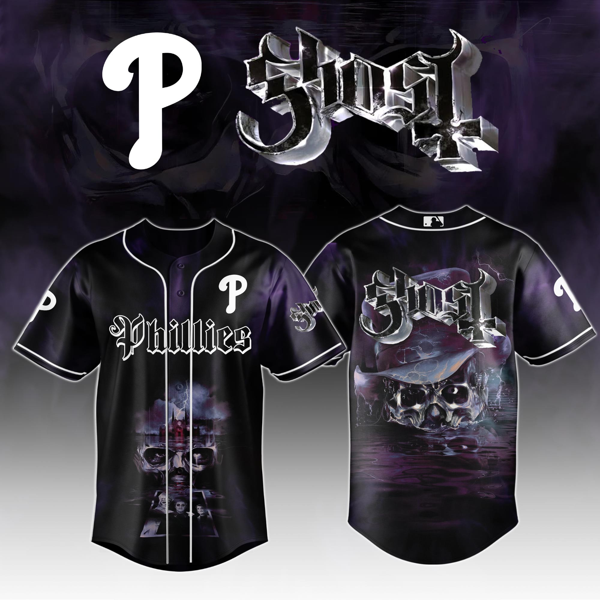 Philadelphia Phillies Mlb X Ghost Skeletour World Tour Baseball Jersey For Fans-1