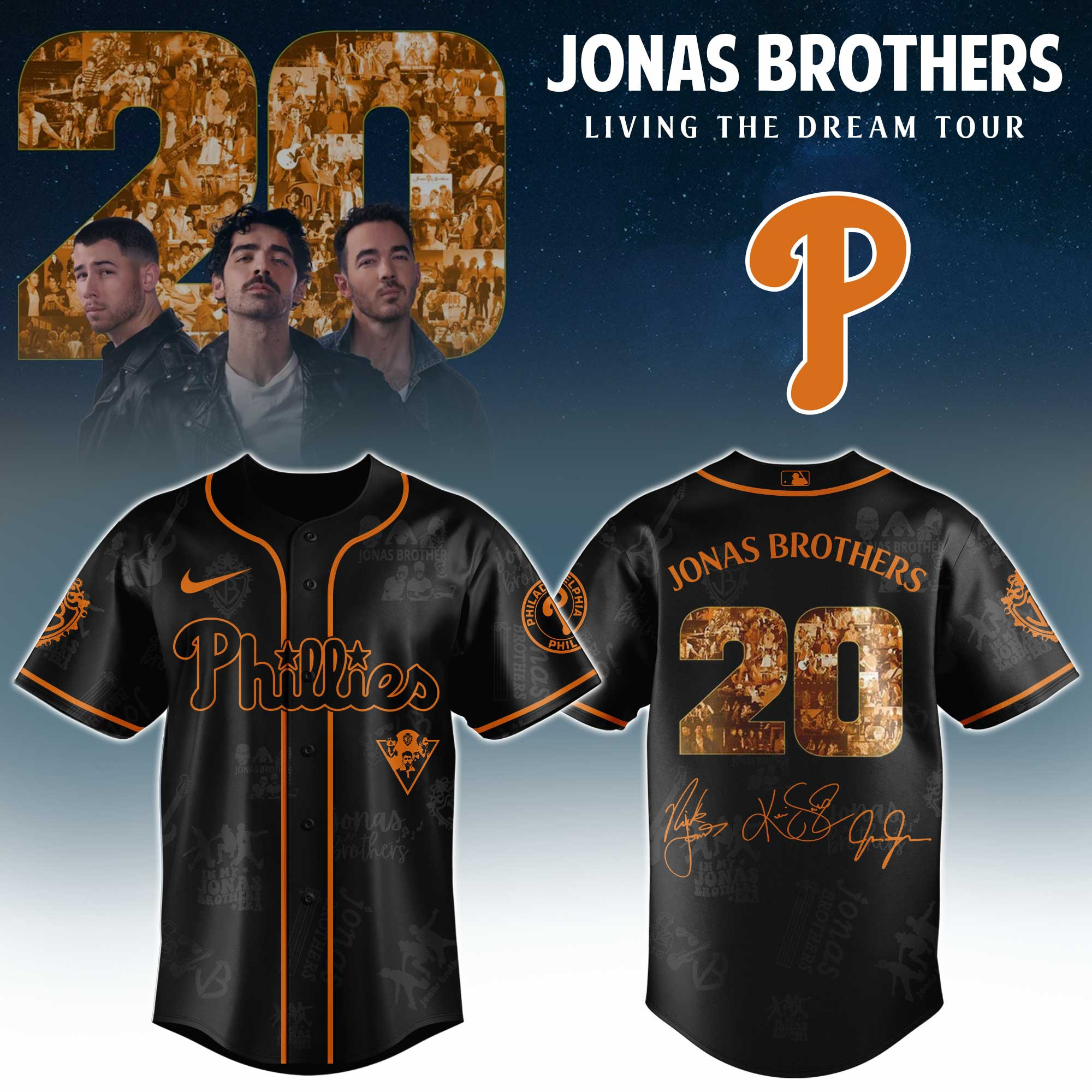 Philadelphia Phillies Mlb X Jonas Brothers Tour Personalized Baseball Jersey For Fans-1