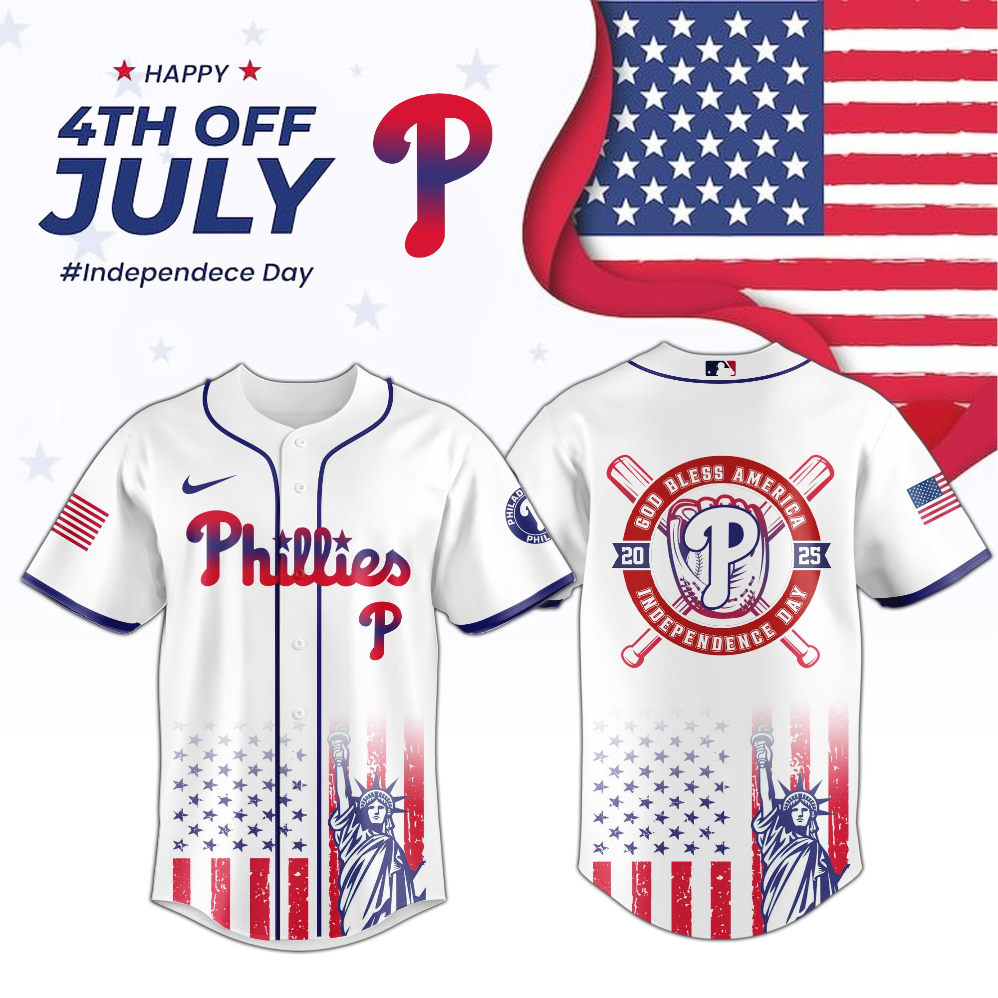 Philadelphia Phillies Special Independence Day Jersey Best Gifts For Baseball Fans-1