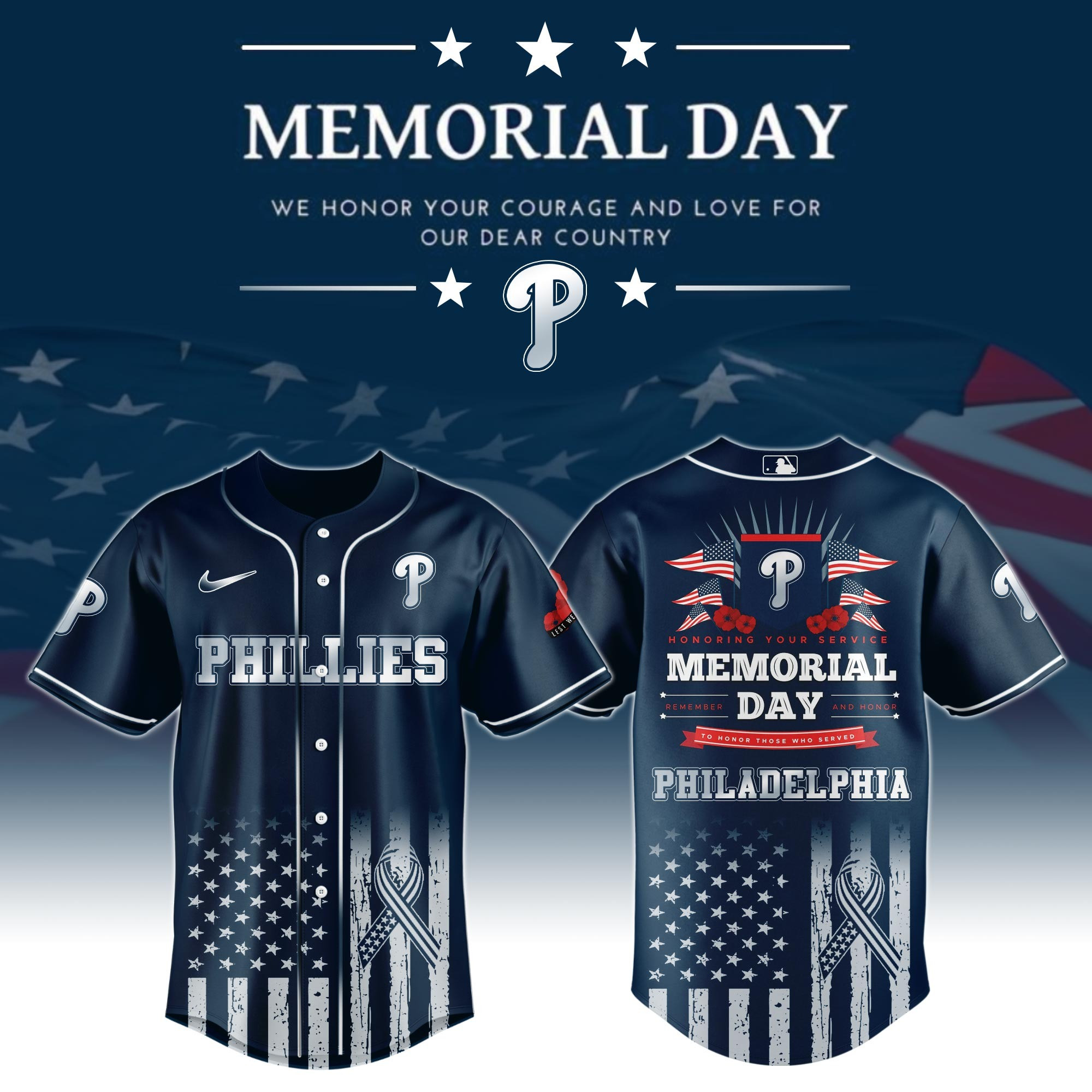 Philadelphia Phillies Special Memorial Day Limited Edition Jersey Philadelphia Phillies Merch-1