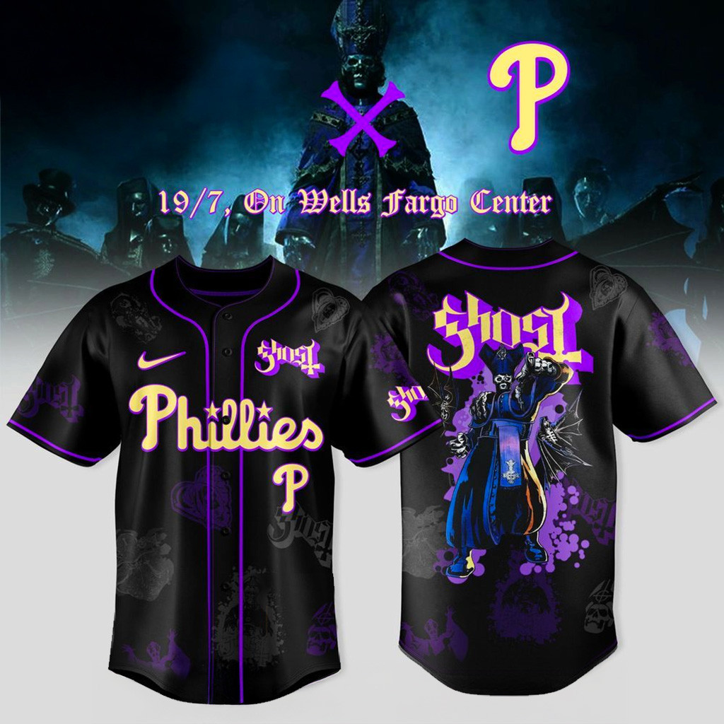 Philadelphia Phillies X Ghost Band World Tour 2025 Baseball Jersey Philadelphia Phillies Merch-1