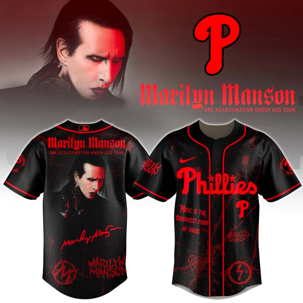 Philadelphia Phillies X Marilyn Manson One Assassination Under God Tour Jersey Phillies Merch-1