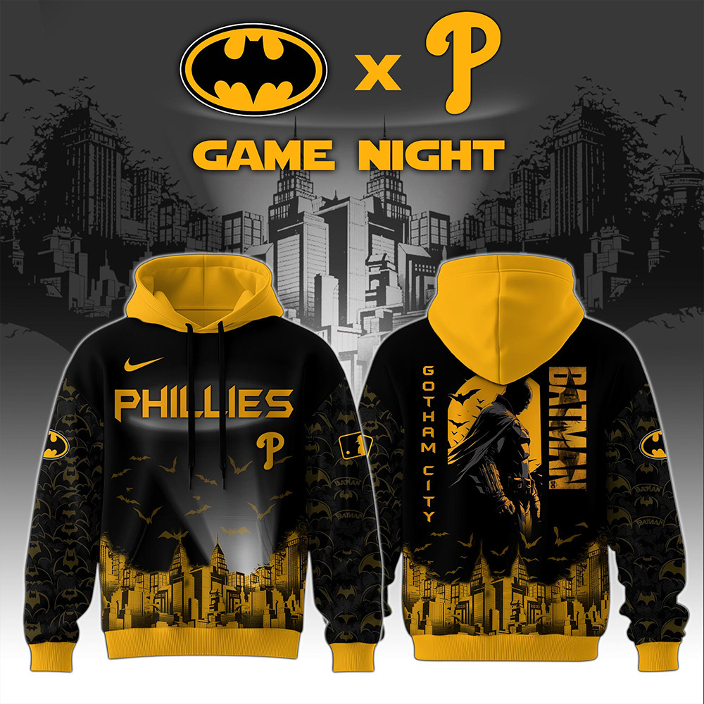 Philadelphia Phillies x DC Batman Game Night Hoodie Best Gifts For Baseball Fans-1