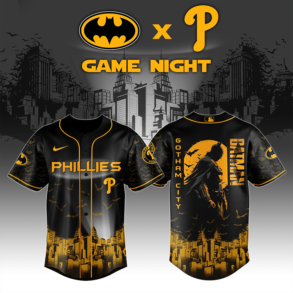 Philadelphia Phillies x DC Batman Game Night Jersey Best Gifts For Baseball Fans-1
