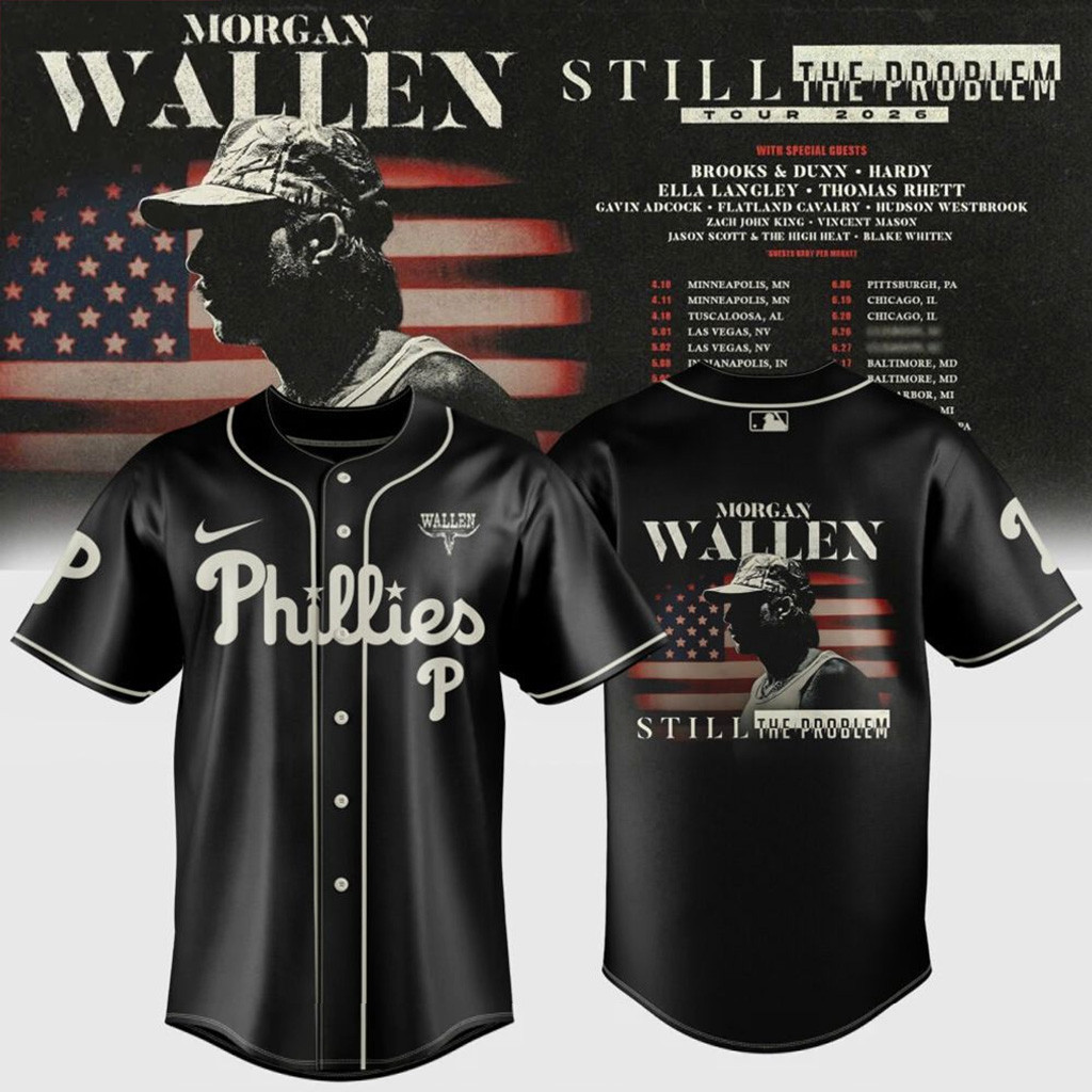 Philadelphia Phillies x Morgan Wallen Still The Problem Tour Jersey Phillies Merch Gifts For Fan-1