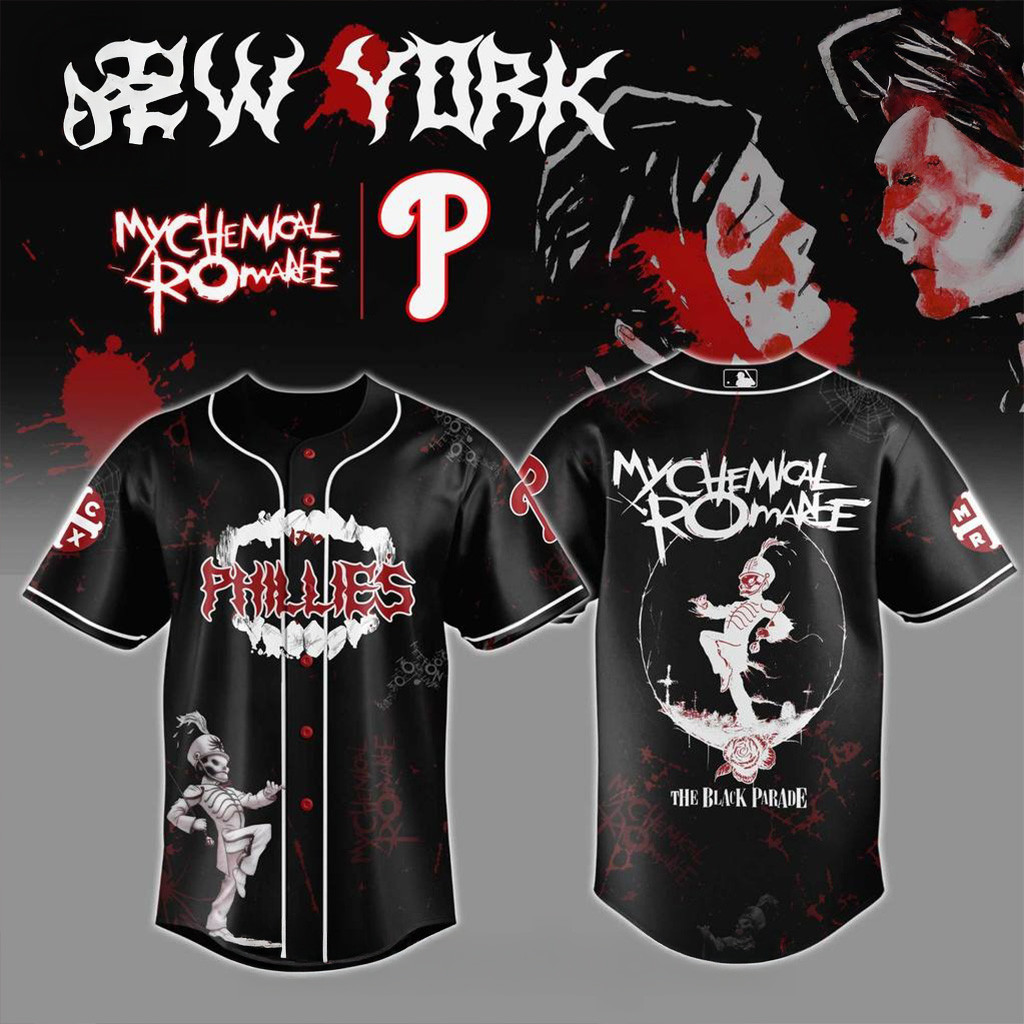 Philadelphia Phillies x My Chemical Romance Long Live The Black Parade Tour Baseball Jersey-1