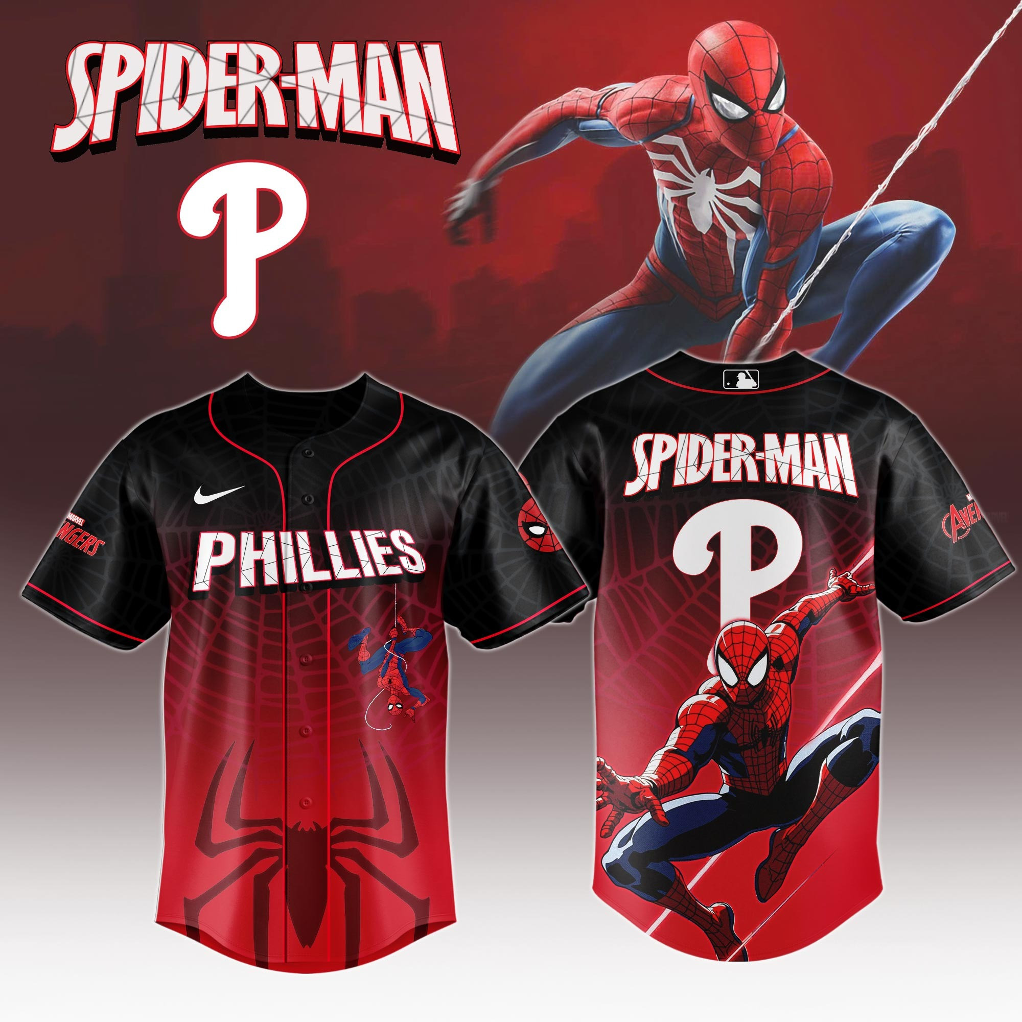 Philadelphia Phillies x Spider Man Game Night Special Edition Jersey-1