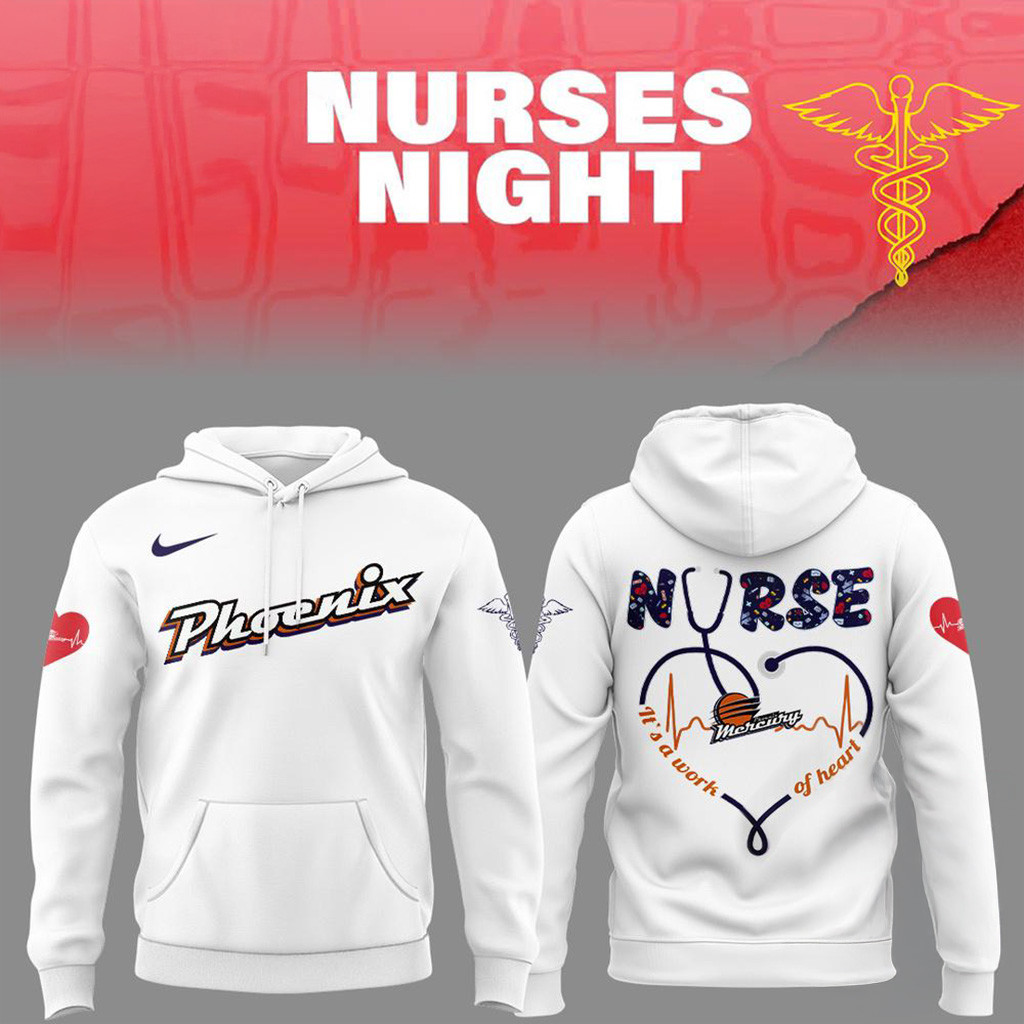 Phoenix Mercury Nurses 2025 White Hoodie Best Gift For A Basketball Fan-1