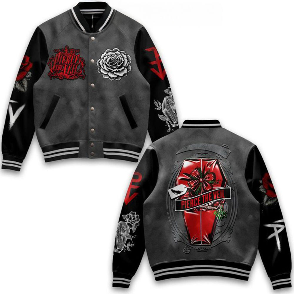 Pierce The Veil 2025 Bulls In The Bronx Baseball Jacket Gifts For Rock Band Fans-1