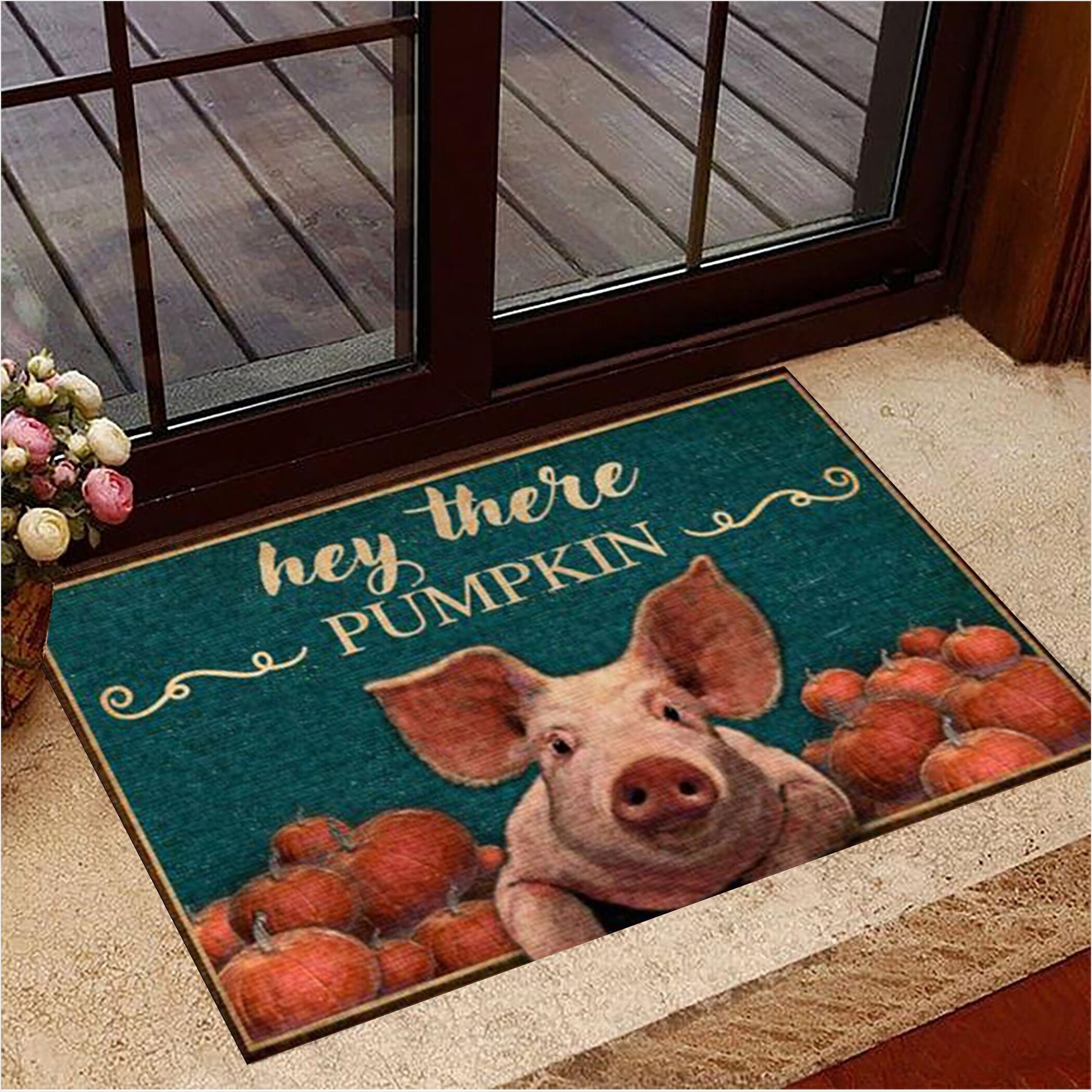 Pig Hey There Pumpkin Doormat Autumn Doormat New Home Gift Ideas Birthday Gifts For Besties-1