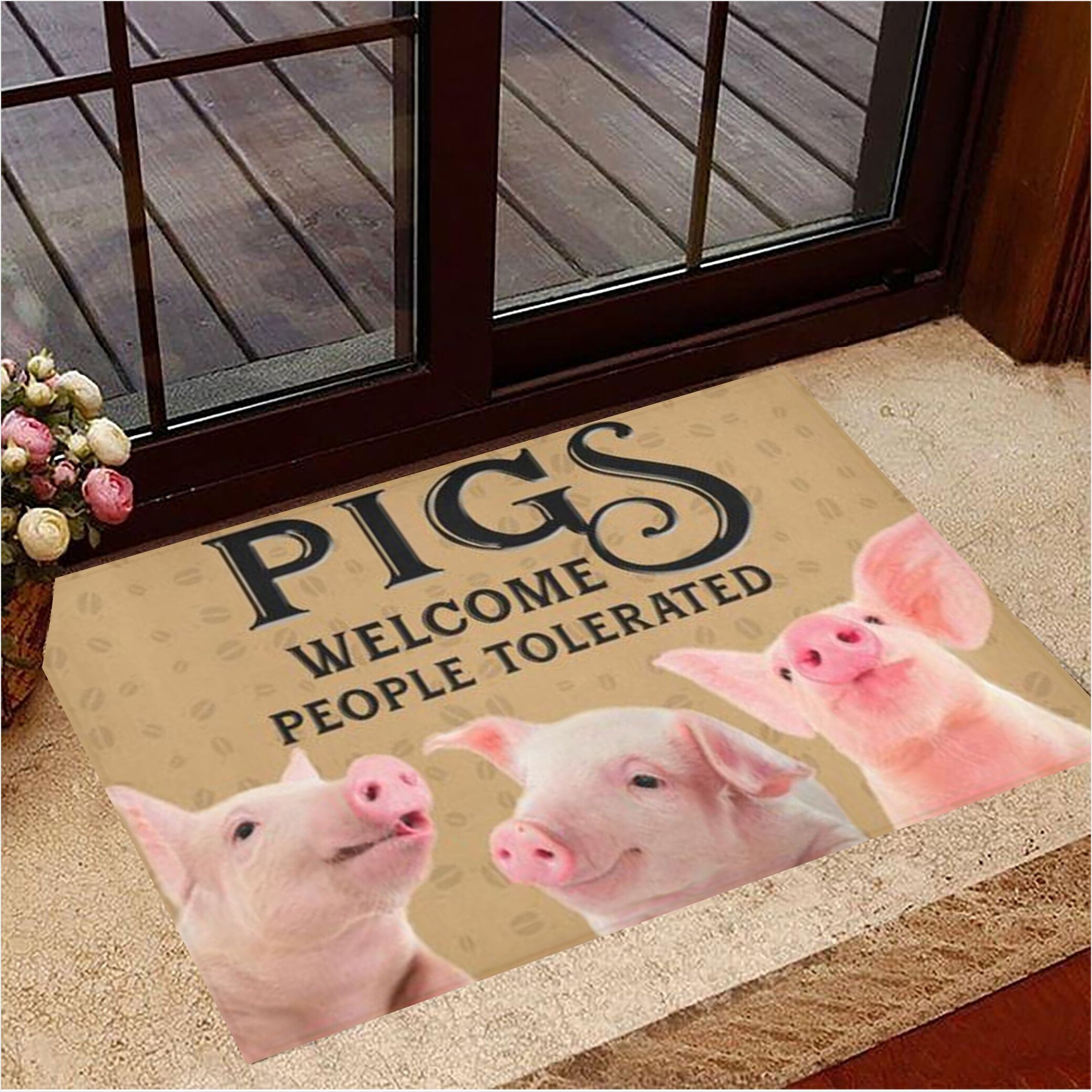 Pigs Welcome People Tolerated Doormat Modern Welcome Mat Gifts For Pig Lovers Gifts For Besties-1