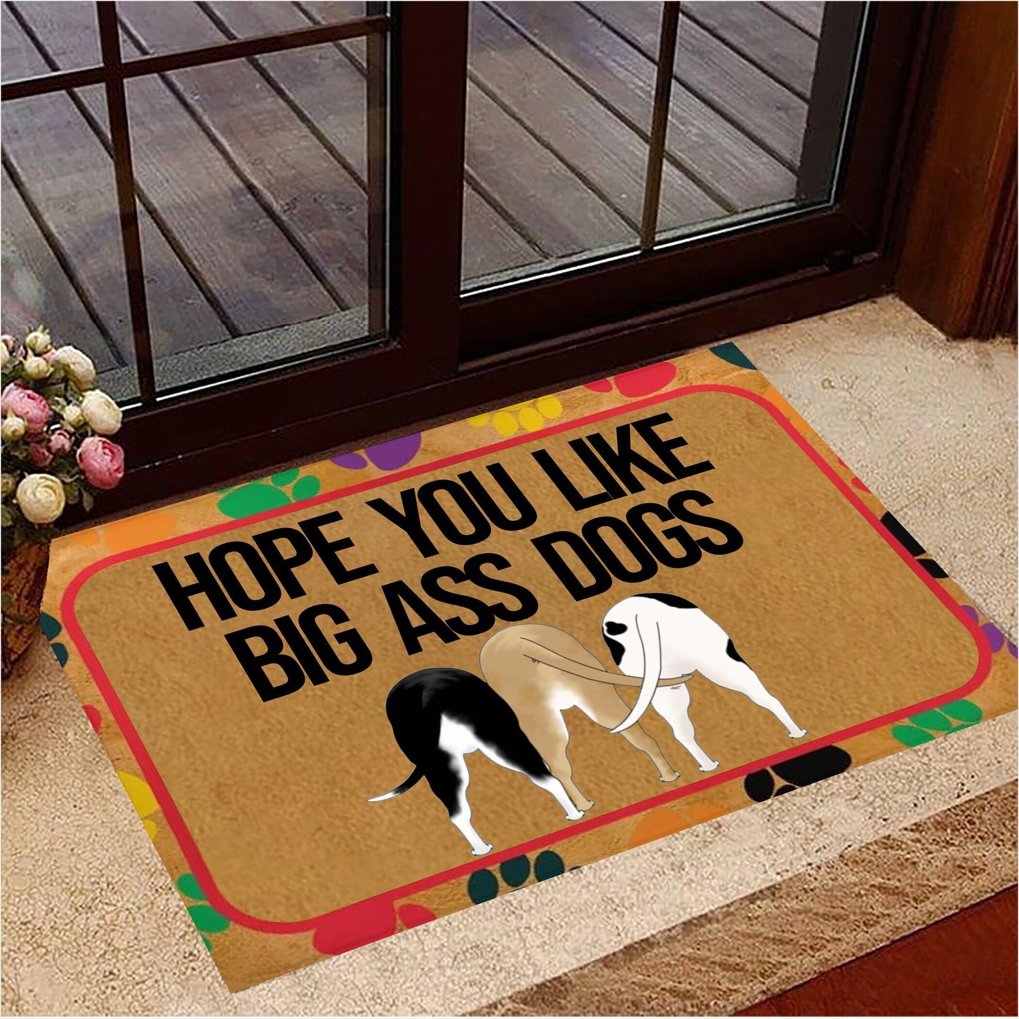 Pitbull Hope You Like Big Ass Dogs Doormat Funny Dog Welcome Mat For Pitbull Dog Owners-1