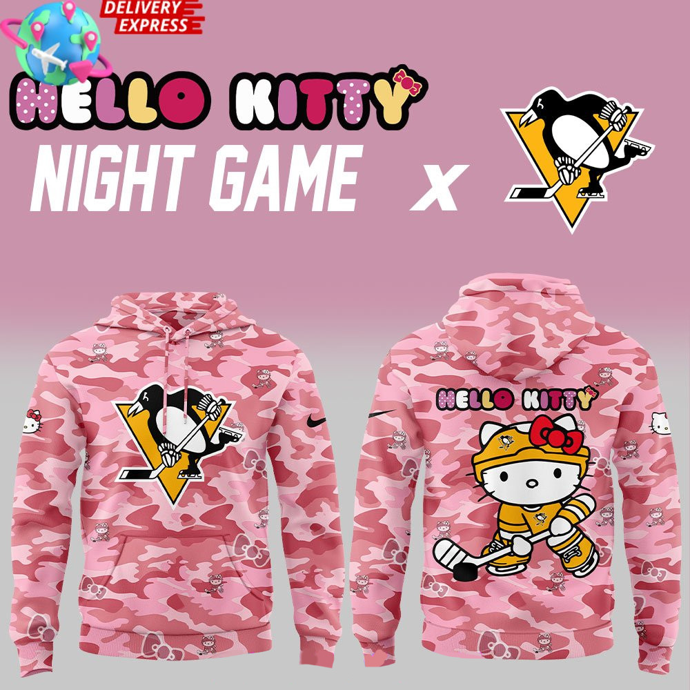 Pittsburgh Penguins Hello Kitty Night Game 2025 Hoodie Penguins Merch Gifts For Husband-1
