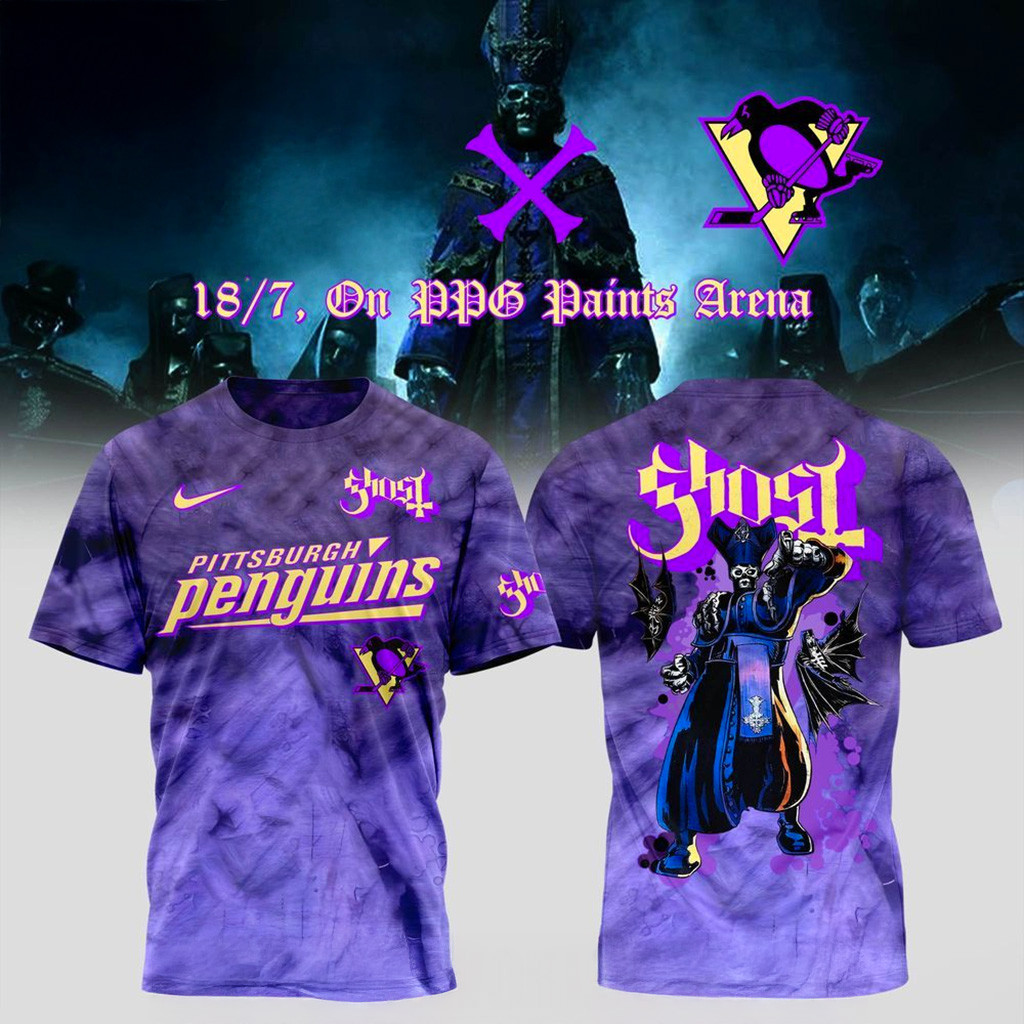 Pittsburgh Penguins X Ghost Band World Tour 2025 T-Shirt Pittsburgh Penguins Merch For Fans-1 Pittsburgh Penguins X Ghost Band World Tour 2025 T-Shirt Pittsburgh Penguins Merch For Fans-1
