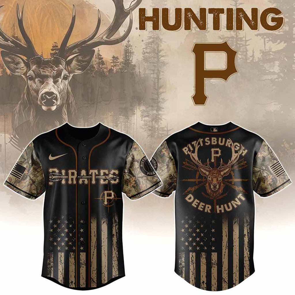 Pittsburgh Pirates MLB X Deer Hunting Baseball Jersey Pirates Merch Gifts For Baseball Fans-1