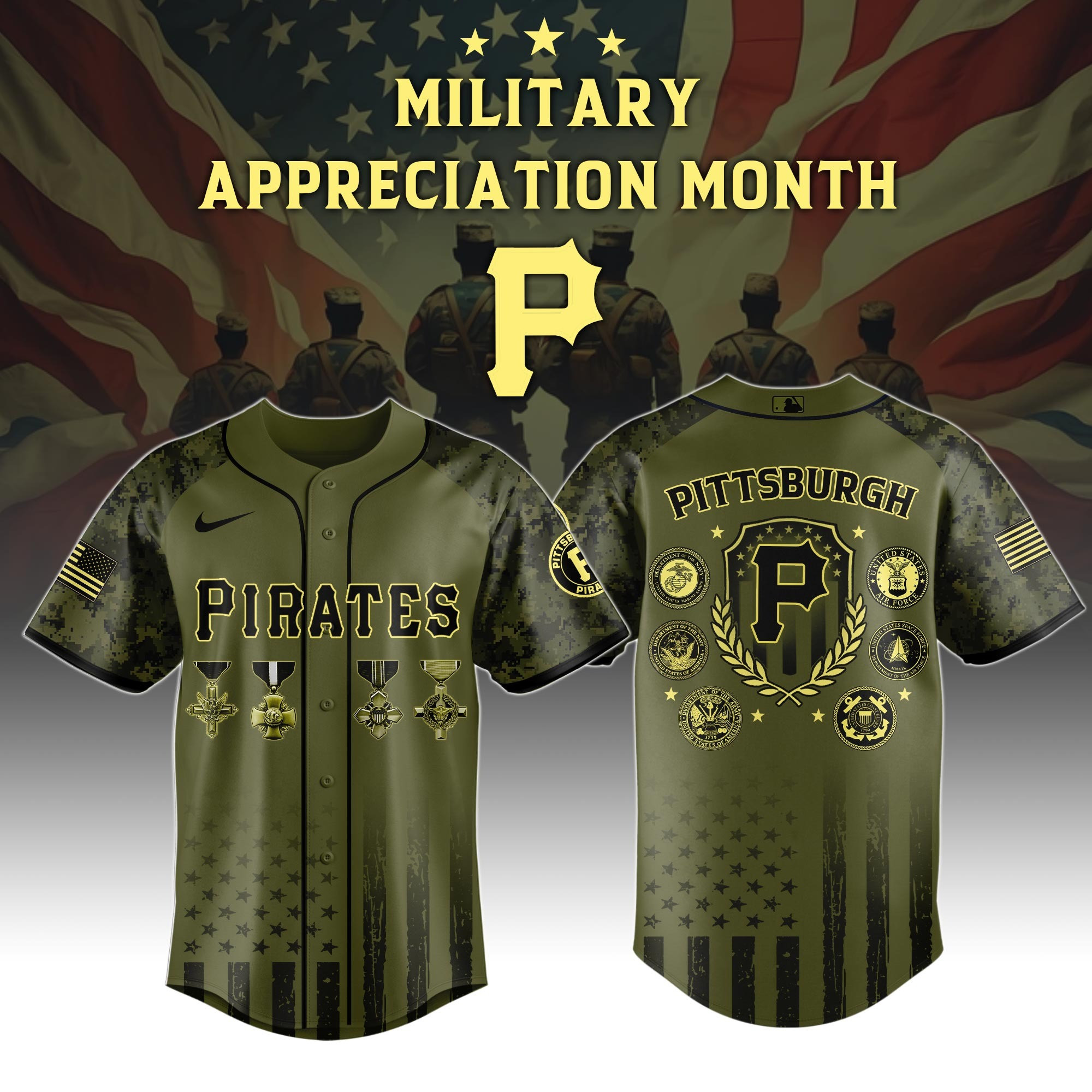 Pittsburgh Pirates MLB x Military Appreciation Month Special Edition Jersey 2025-1