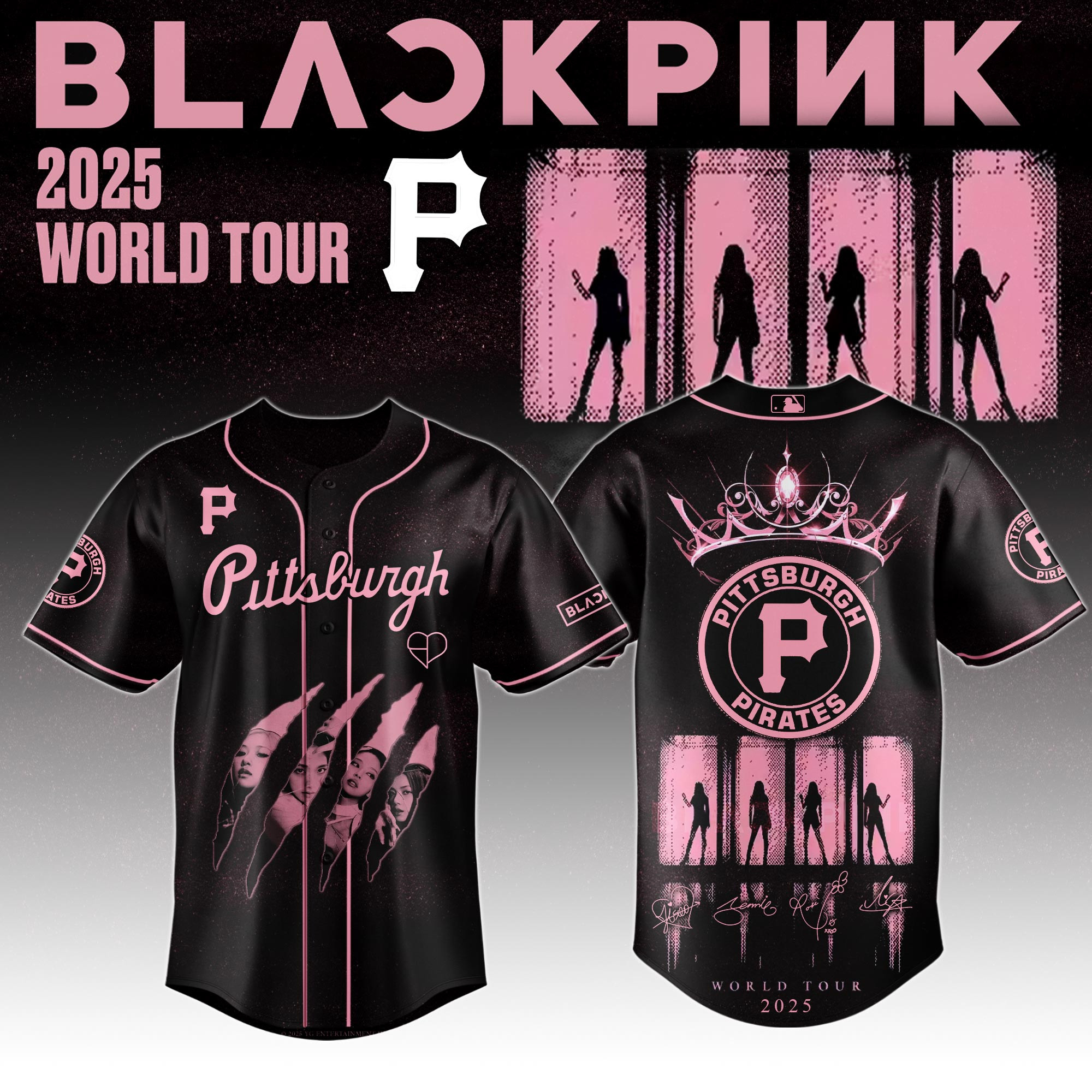 Pittsburgh Pirates Mlb X Black Pink World Tour Baseball Jersey For Fans Pirates Merch-1