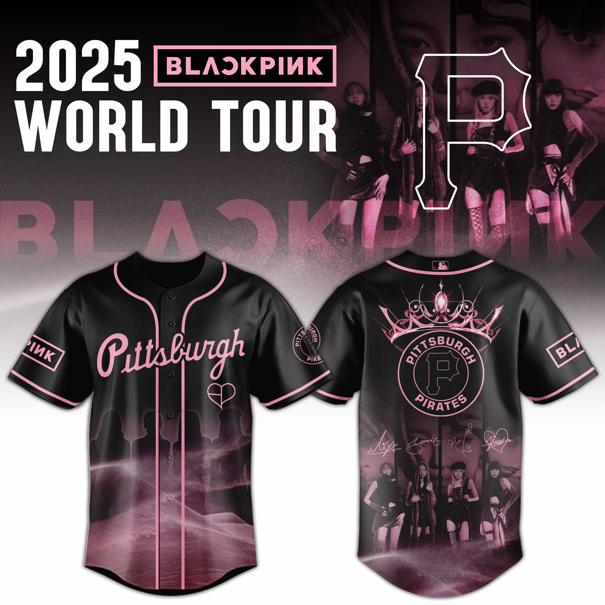 Pittsburgh Pirates Mlb X Black Pink World Tour Baseball Jersey For Fans-1