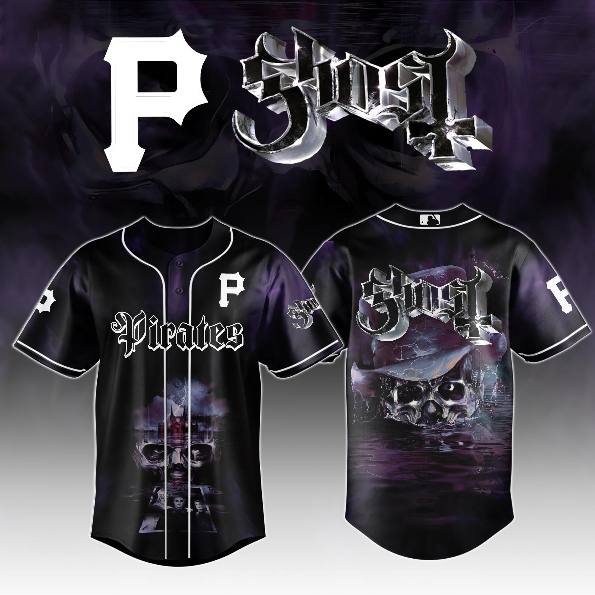 Pittsburgh Pirates Mlb X Ghost Skeletour World Tour Baseball Jersey For Fans-1