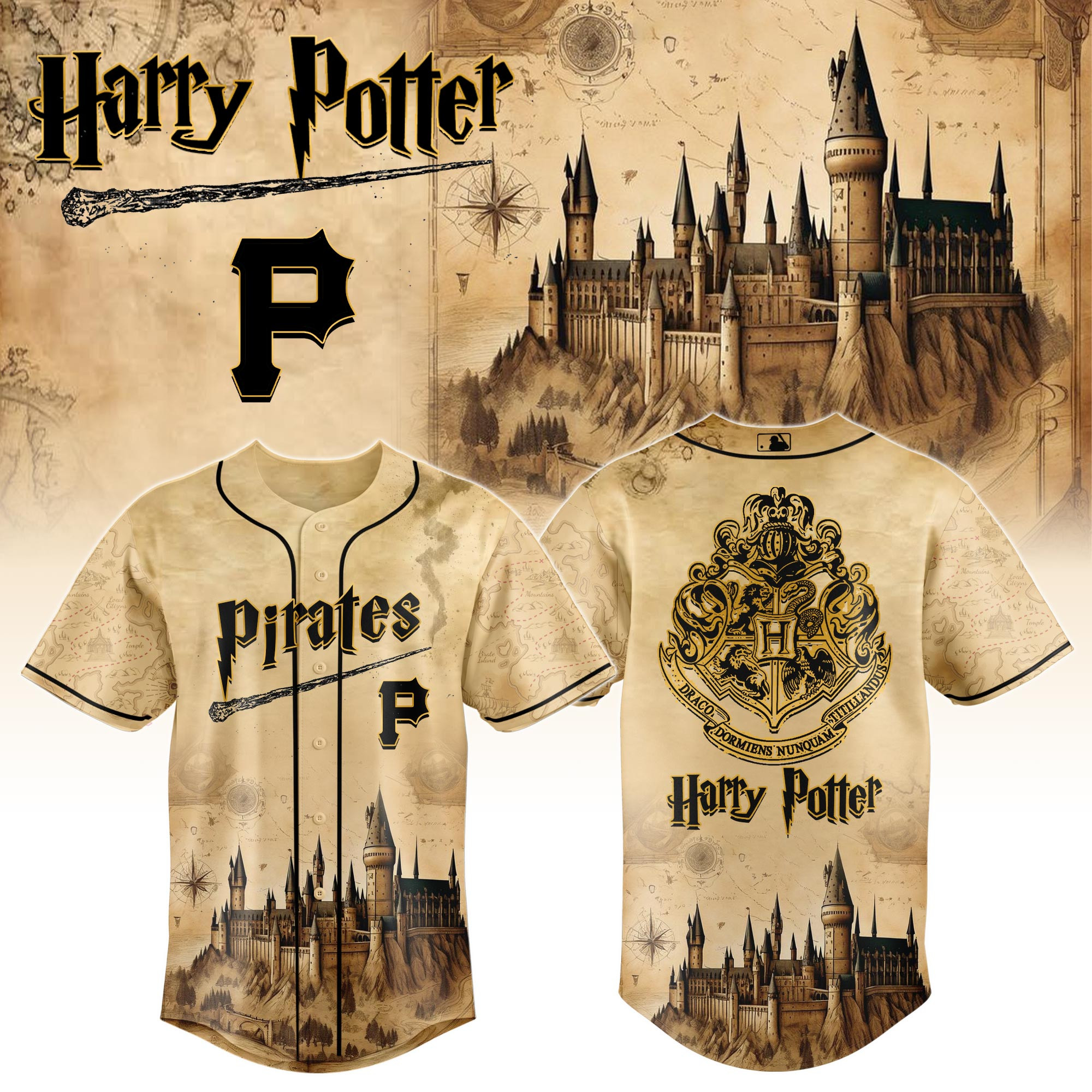 Pittsburgh Pirates Mlb X Harry Potter Hogwarts Baseball Jersey For Fan-1